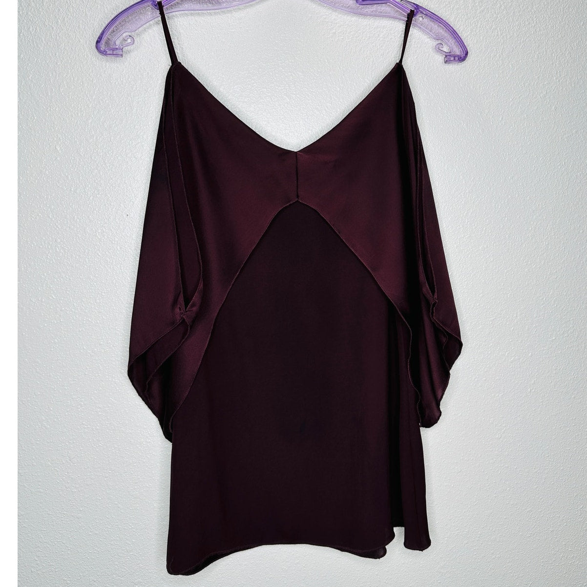 Bailey 44 Kate Burgundy Cold Shoulder Strappy V-Neck Blouse S