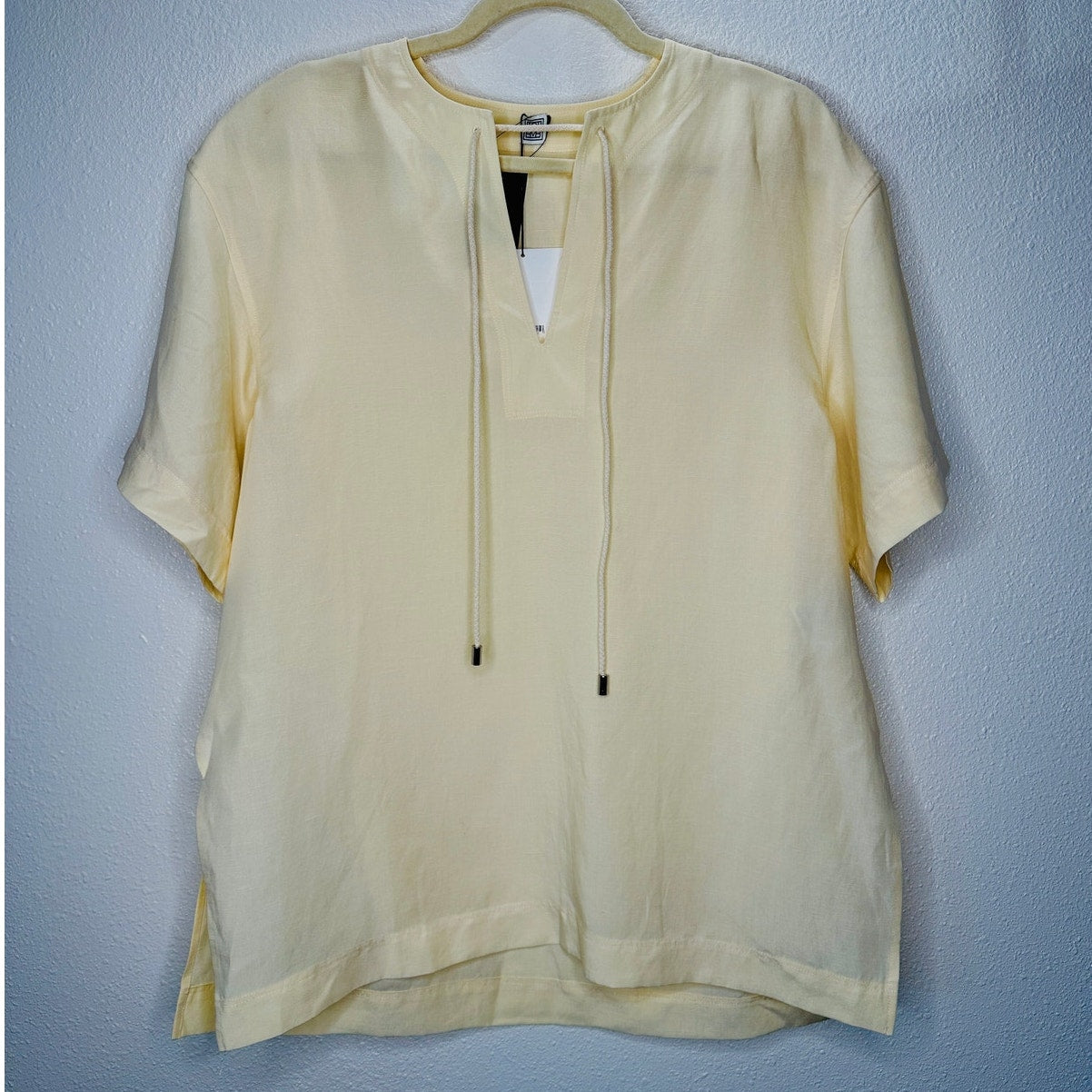 NWT Toteme Vanilla Fluid Tie Linen Blend Short Sleeve Blouse Top 40 / 8