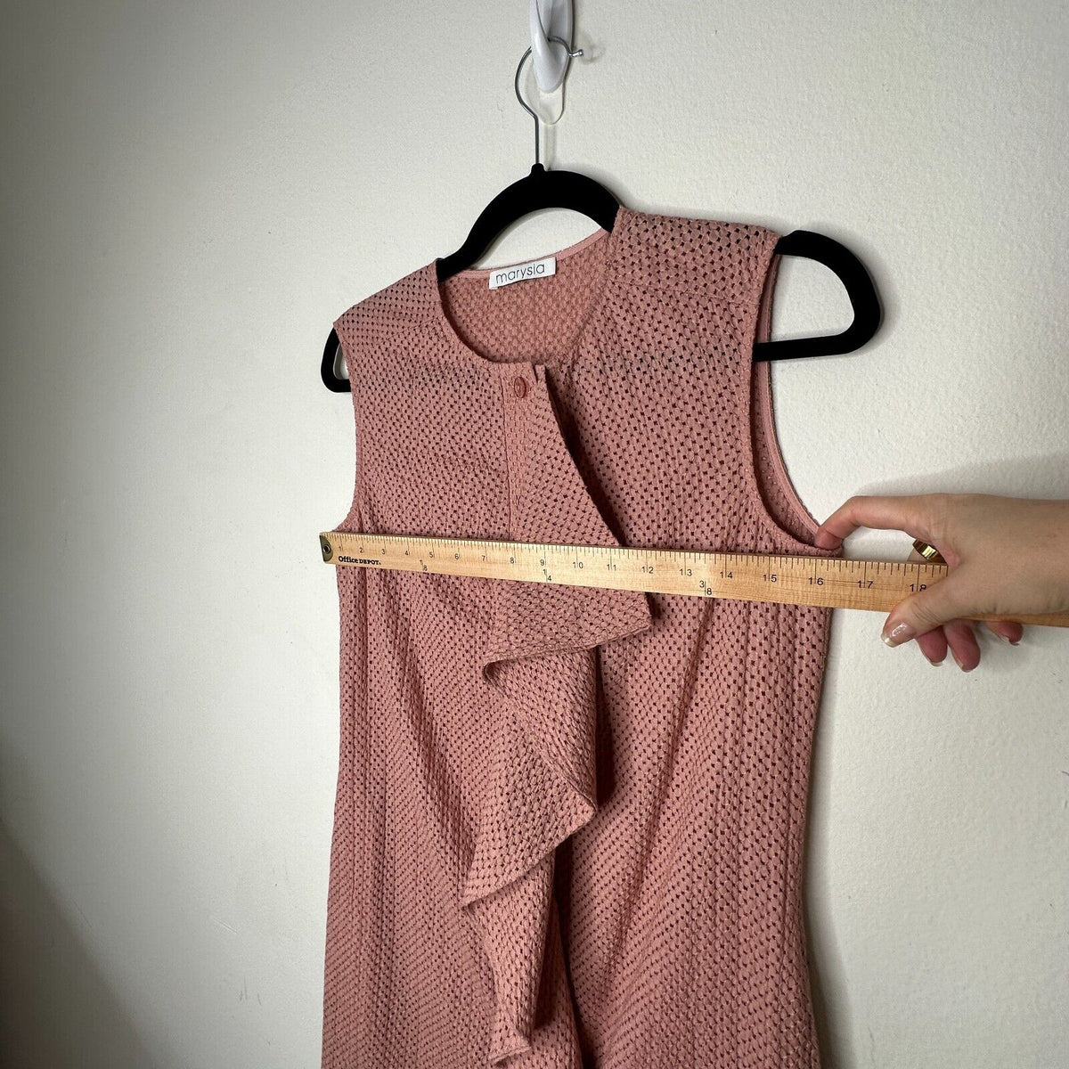 Marysia Mauve Pink Crystal Cove Eyelet Button Front Flowy Ruffle Mini Dress XS