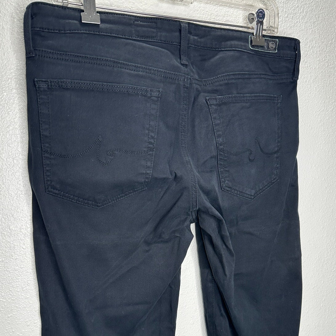 AG Worn Black Suede Look Prima Crop Cigarette Crop Jeans 30