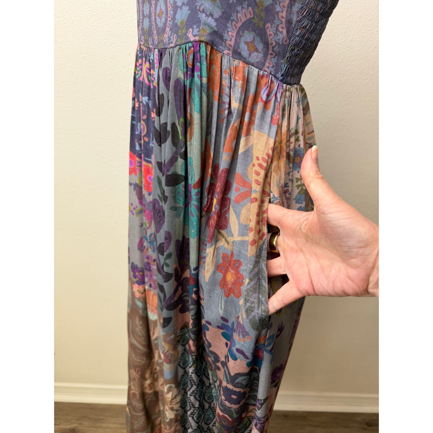 Natural Life Womens Blue Patchwork Maxi Dress S