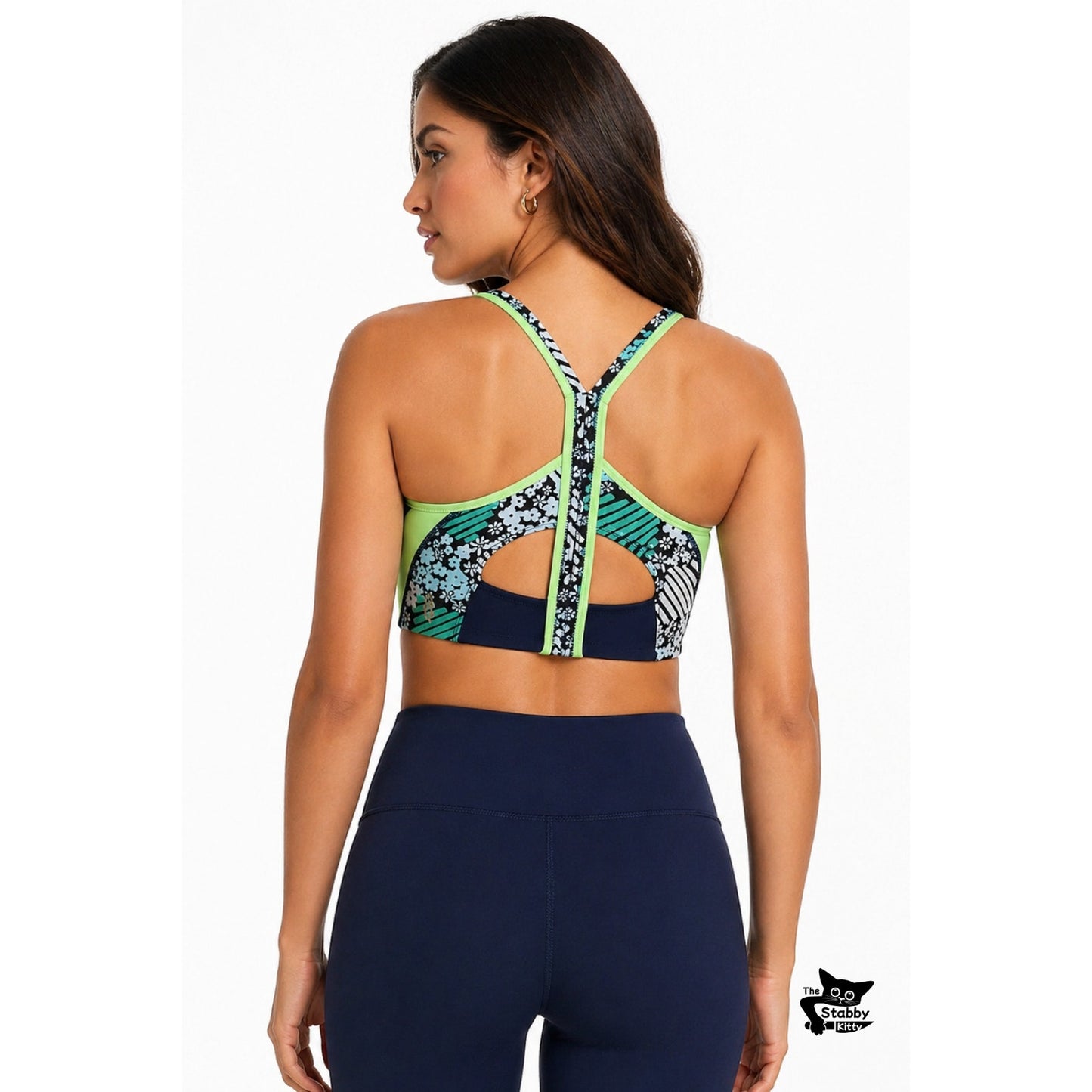 Free People Movement Navy Floral Racerback Sports Bra Women S