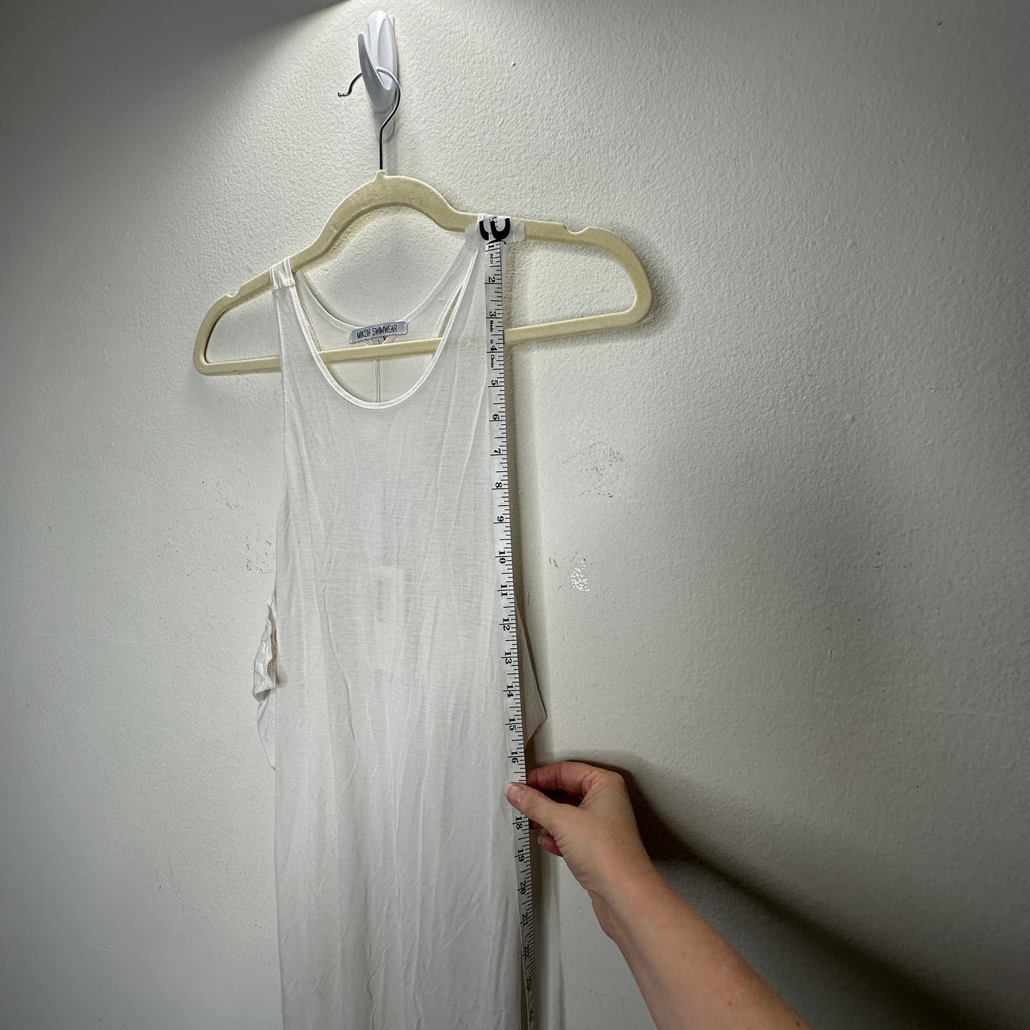 Mikoh Swimwear Maverick Sheer White High Neck Maxi Tank Dress