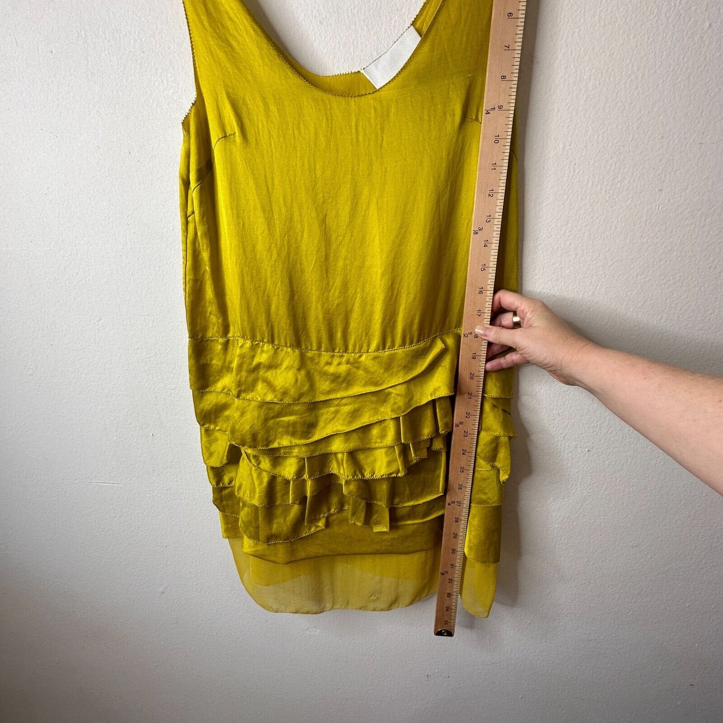 3.1 Phillip Lim Scoop Neck Chartreus Yellow Silk Blend Ruffled Tank Dress Mini 2