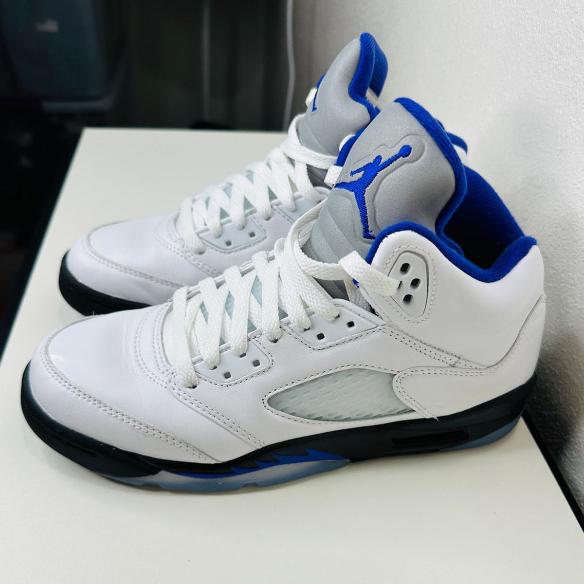 Nike Air Jordan 5 Retro (GS) White Dark Concord Black Sneaker Shoe 6.5