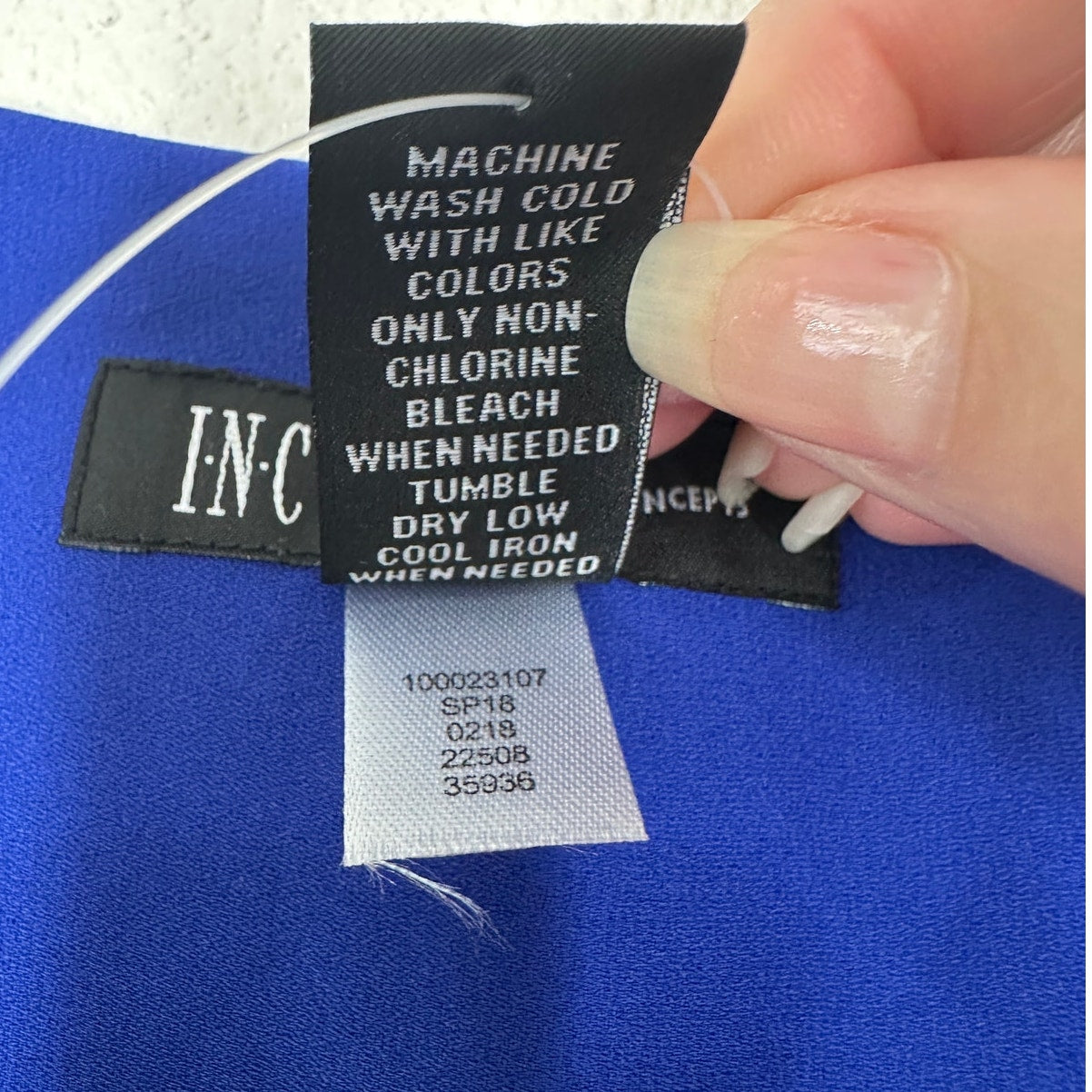 NWT INC Royal Blue VNeck Faux Wrap Long Sleeve High-Low Blouse XS