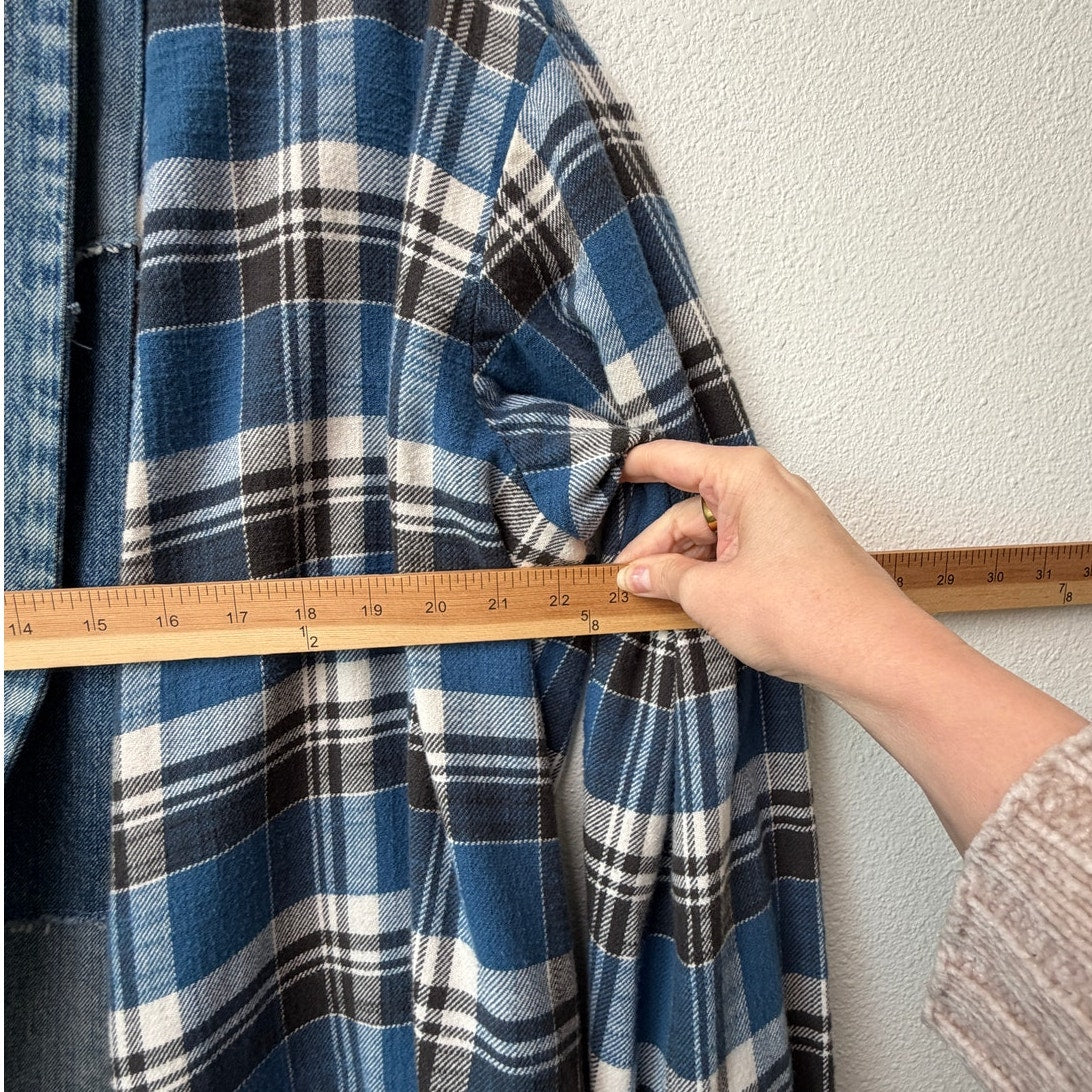 NWOT Greg Lauren Denim Studio Patchwork Plaid Kimono Coat Size S
