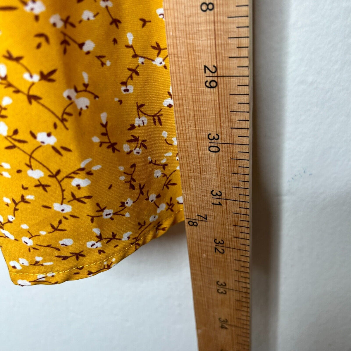 Tu by Catu Mustard Yellow White Brown Floral Short Sleeve Crew Neck Mini Dress