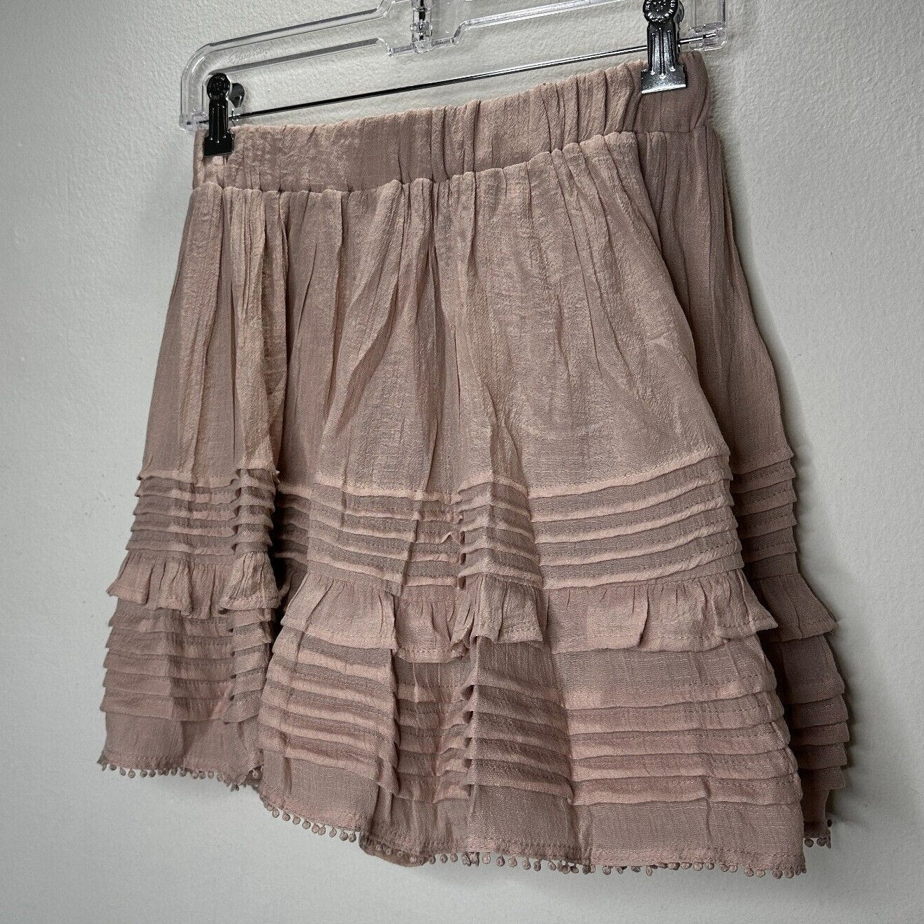 NWT Mustard Seed Poppy & Stella Dusty Rose Lined Pleated Teri Ruffle Mini Med