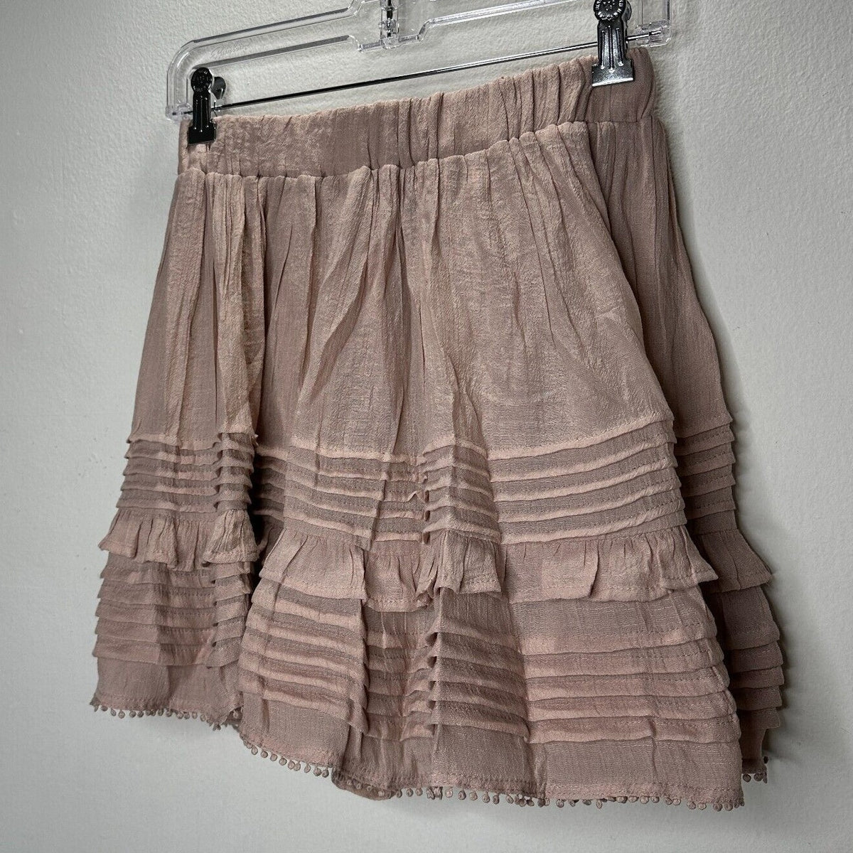 NWT Mustard Seed Poppy & Stella Dusty Rose Lined Pleated Teri Ruffle Mini Med