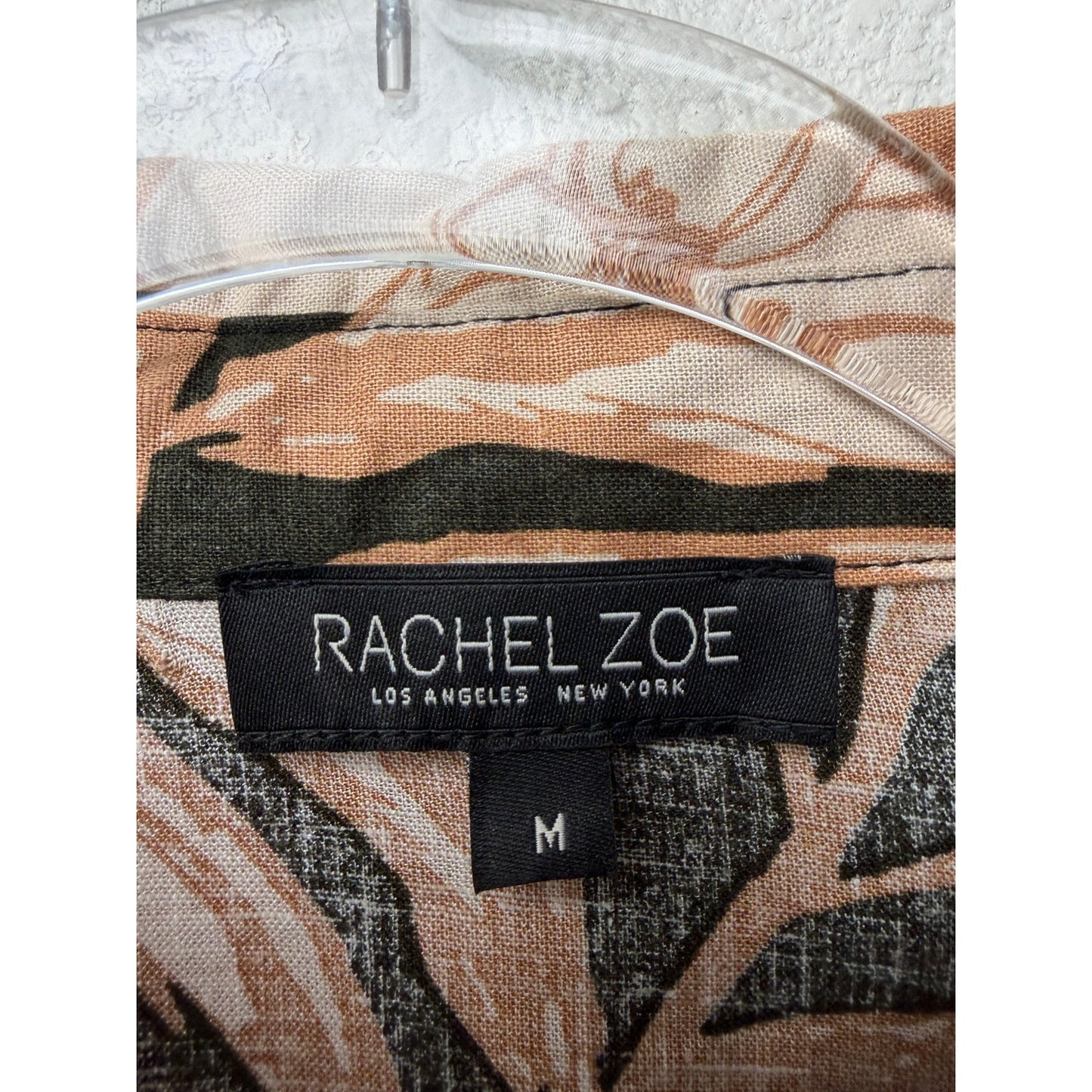 Rachel Zoe Black Tan Floral Tie Front Shirt Womens M