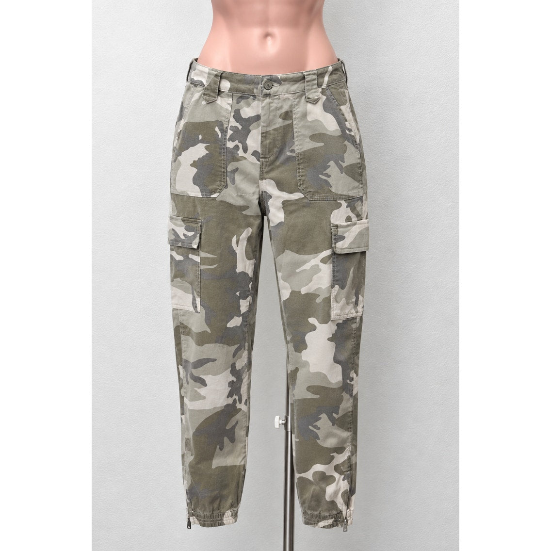 Allsaints Tan & Green Camo Nola Cargo Jogger Zip Ankle Trouser Pant 29