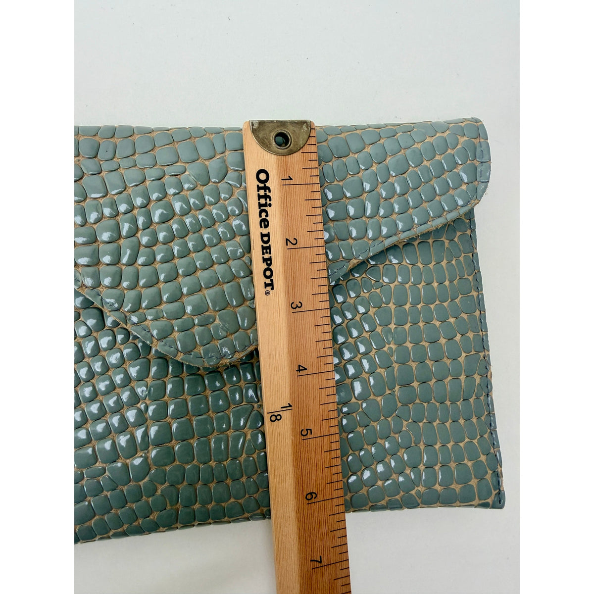 JJ Winters Blue Gray Croc Envelope Chain Bag Women's