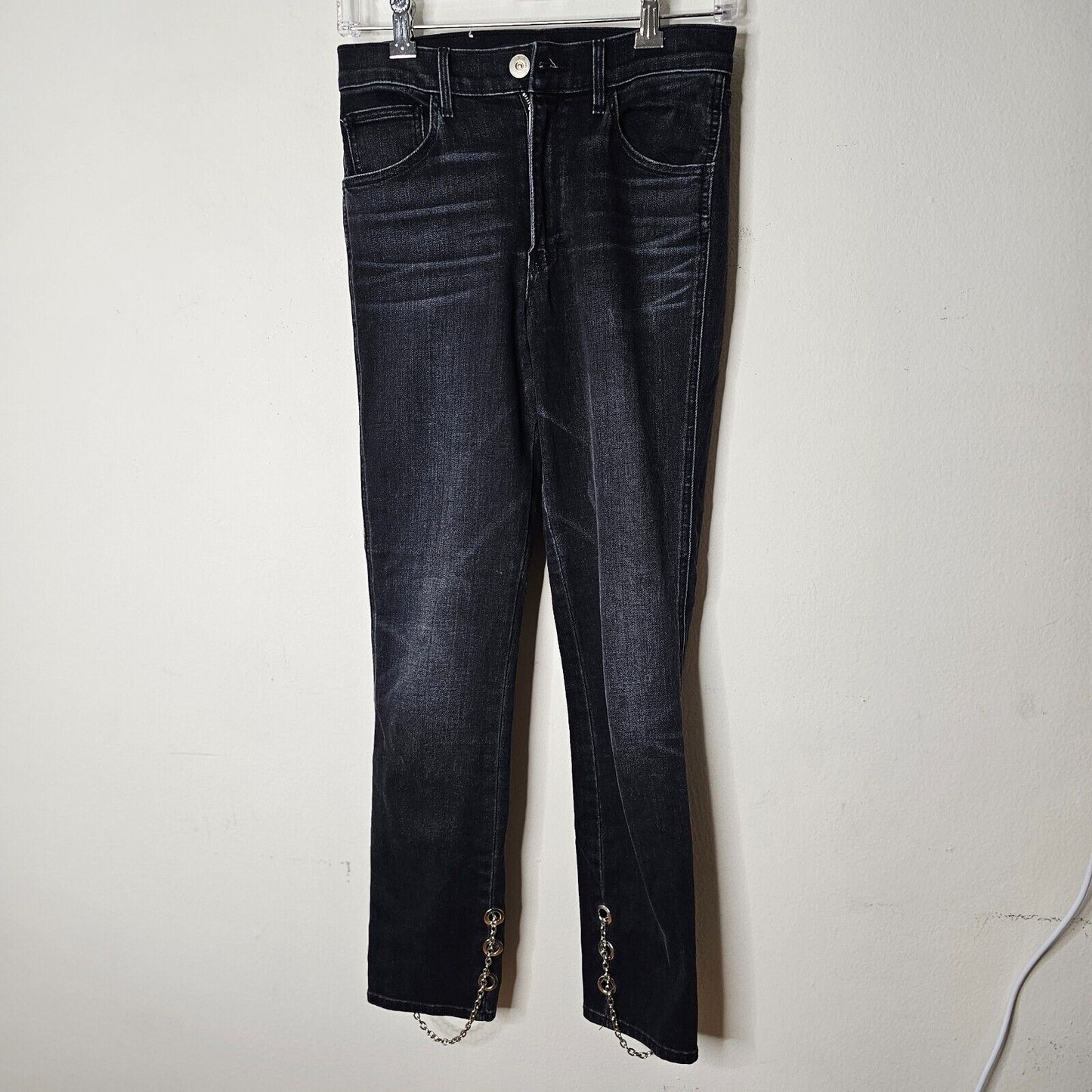 NWOT 3x1 Bijou Ink Black High Waist Adjustable Chain Slim Skinny Jean Size 26