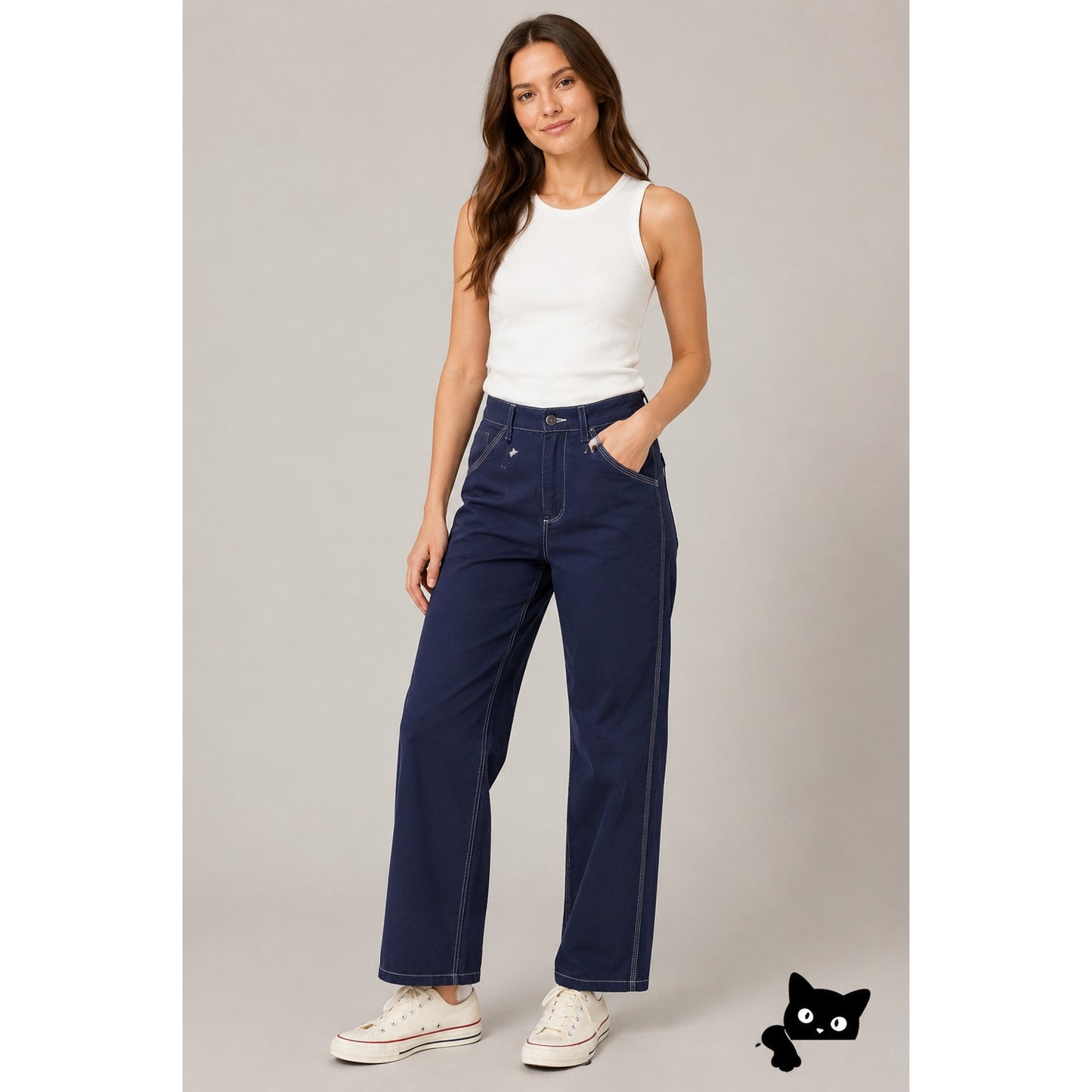 NWT G1 Goods Paper Boy Pant Navy Work Jeans Women’s Size 10 Straight