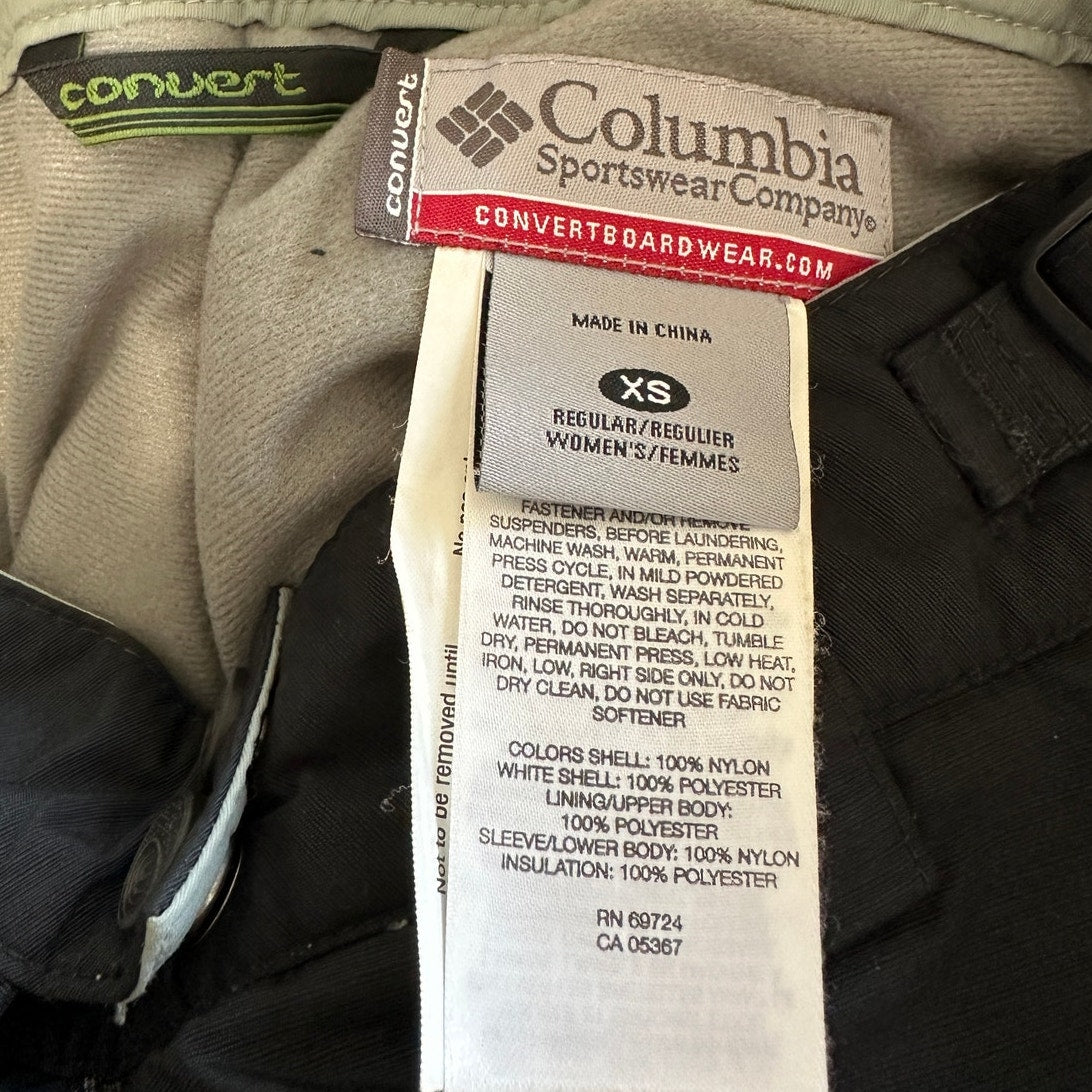 Columbia Black Women's Convert Snow Pants XS Insulated Waterproof Ski Winter