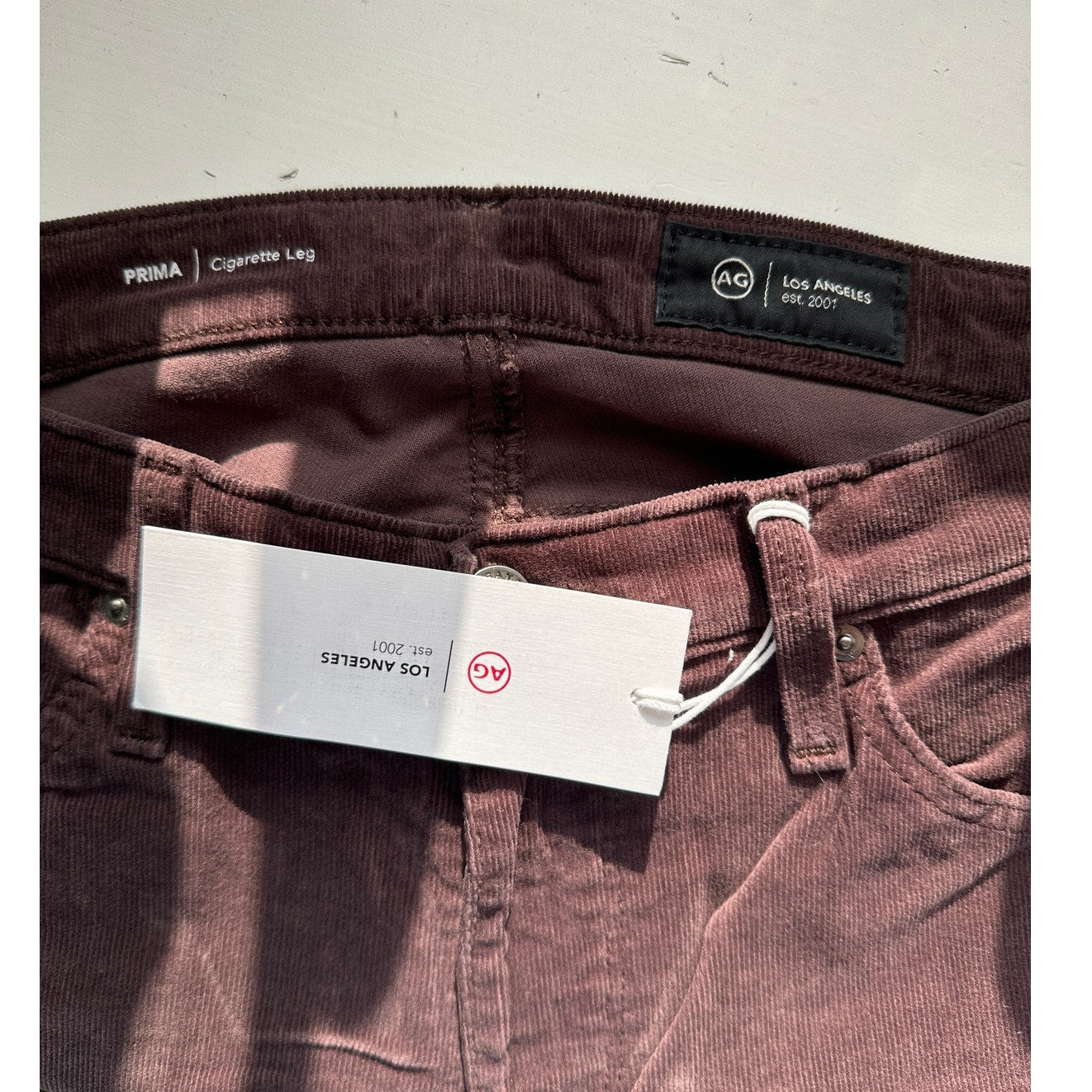 NWT Adriano Goldschmied Prima Corduroy Cigarette Pants Brown 27