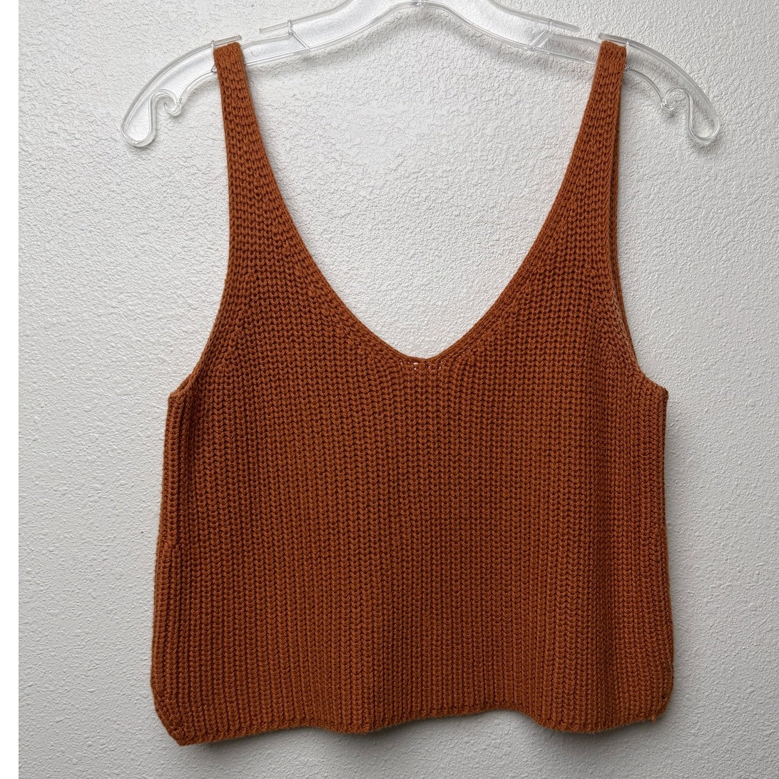 Intermix Rust Orange Ribbed Knit Tank Women S