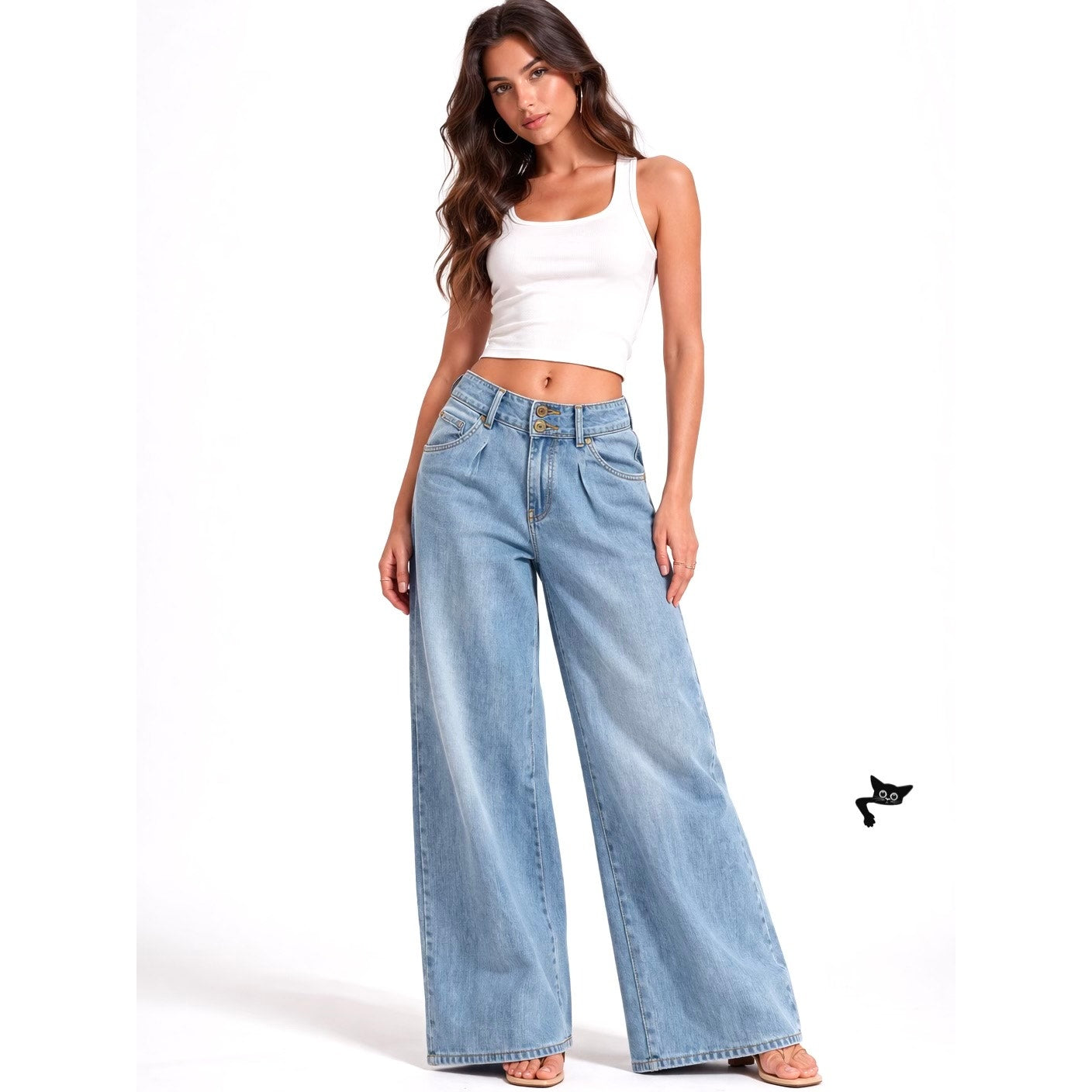 Forever 21 Wide Leg Jeans Mid Rise Size 28 Women
