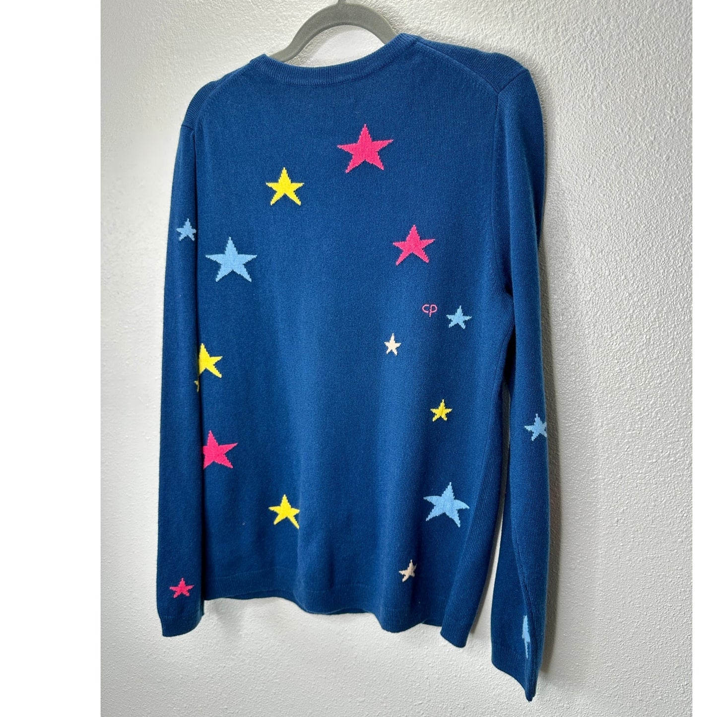 Chinti & Parker Navy Multi Star Long Sleeve Crewneck Sweater L