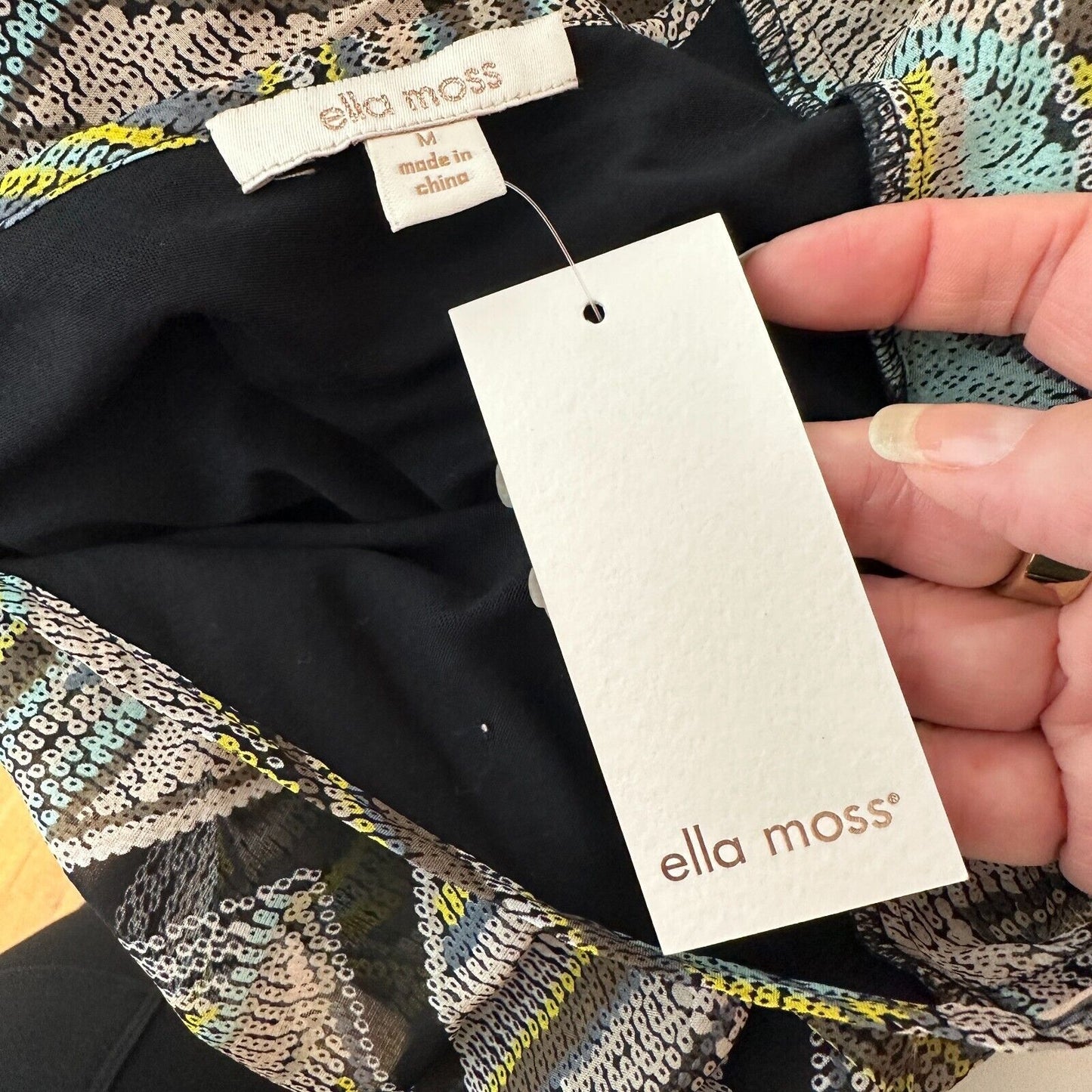 NWT Ella Moss Colorful Mazatlan Off Shoulder Silk Maxi Dress Adj Straps Med