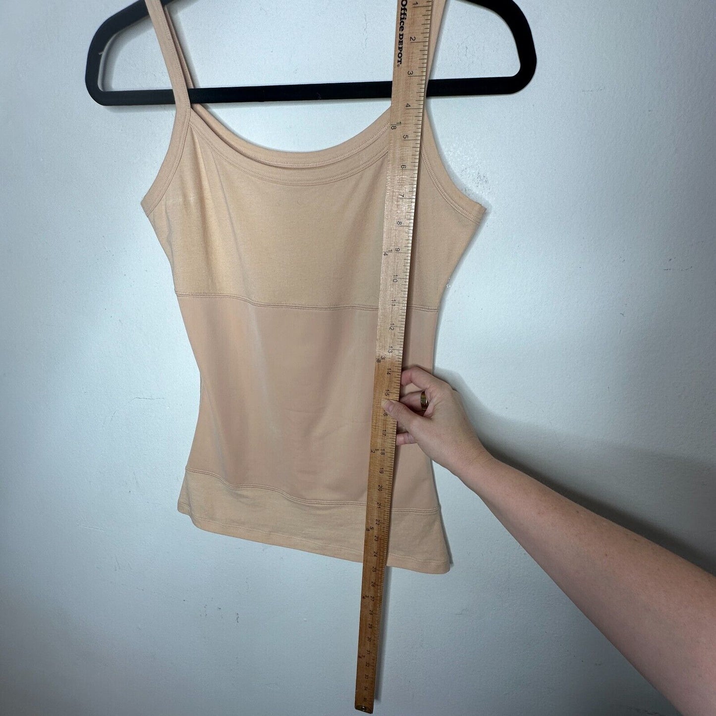Yummie Tummie Boyfriend Tan Spaghetti Strap 3-Panel Shaping Tank Scoop Top Med