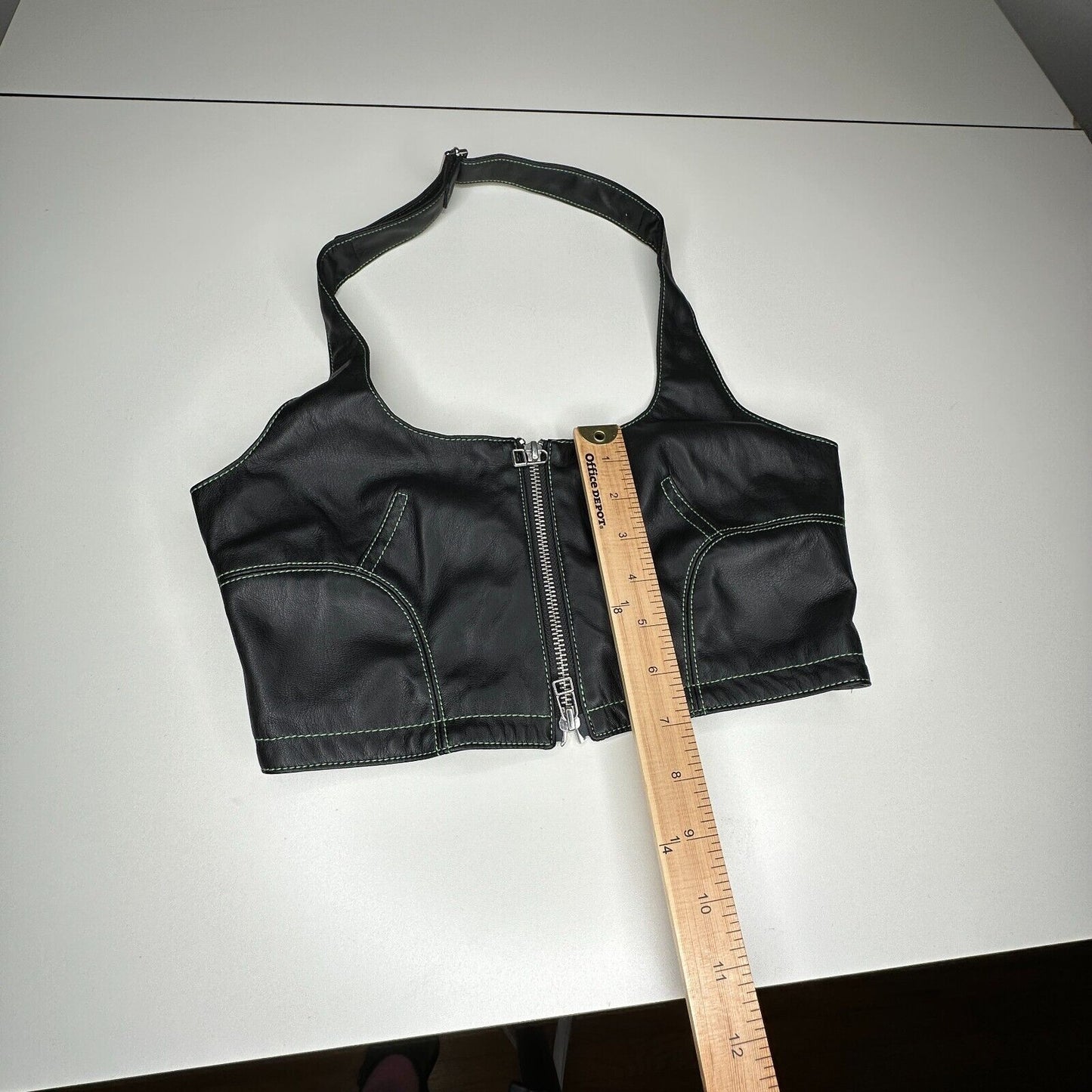 NWOT Eckhaus Latta Black Switch Halterneck Zip Top Tonal Stitch Scoop Neck Med