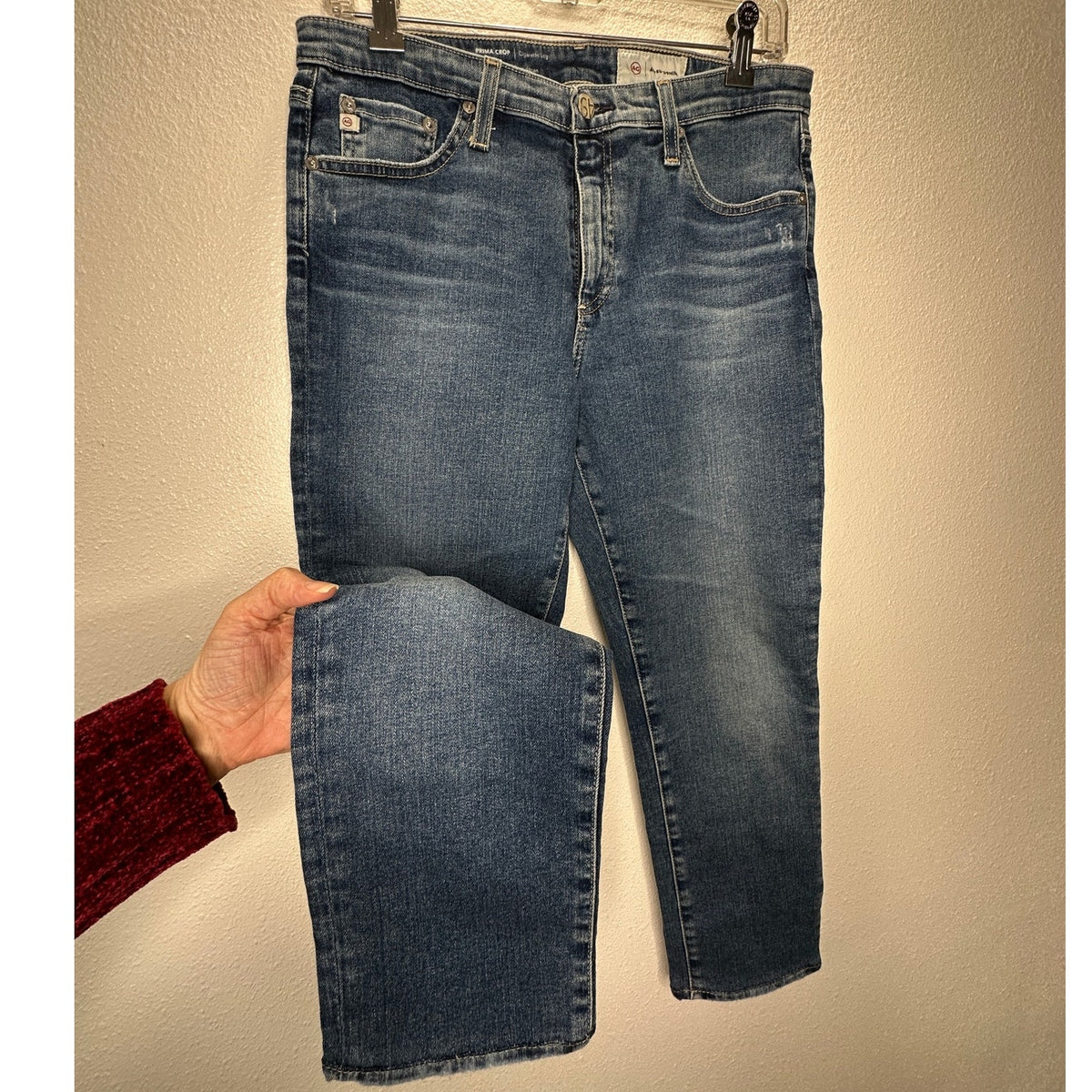 AG Muted Medium Wash Prima Crop Cigarette Leg Japanese Fabric Jeans 29
