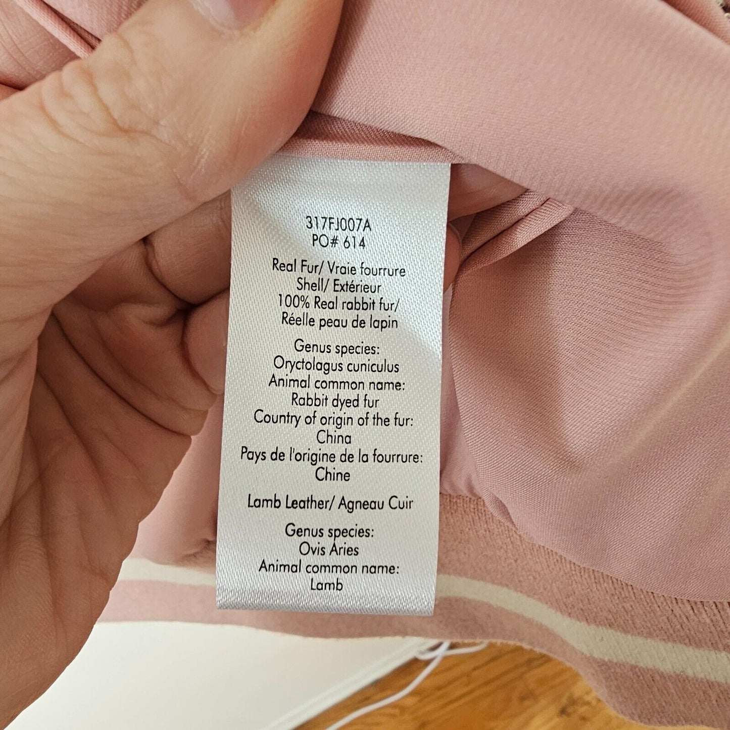 Elizabeth &James Luxe Pink Dahlia Rabbit Fur Banded Jacket Front Zip Pockets L