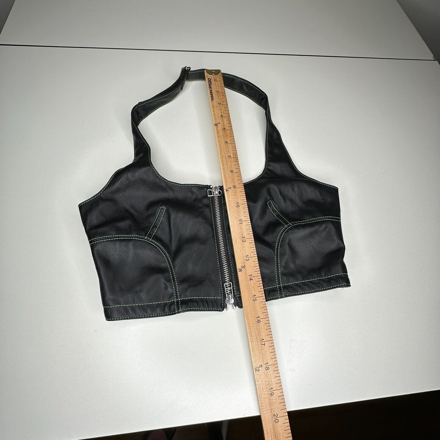NWOT Eckhaus Latta Black Switch Halterneck Zip Top Tonal Stitch Scoop Neck Med