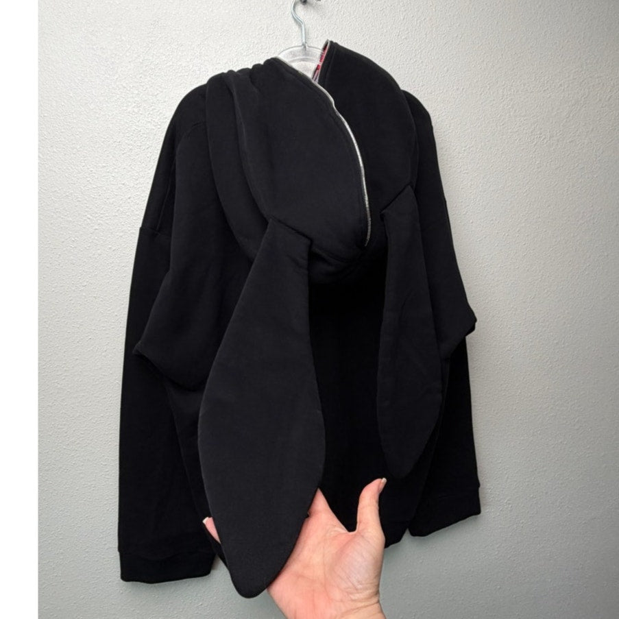 Natasha Zinko Unisex L Black Rabbit Ear Hoodie Oversized