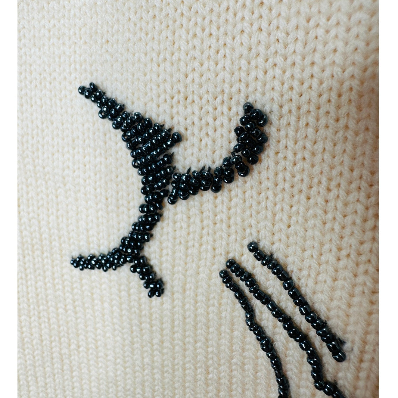 Opening Ceremony Butter Cream Crew Neck Cat Motif Sweater L