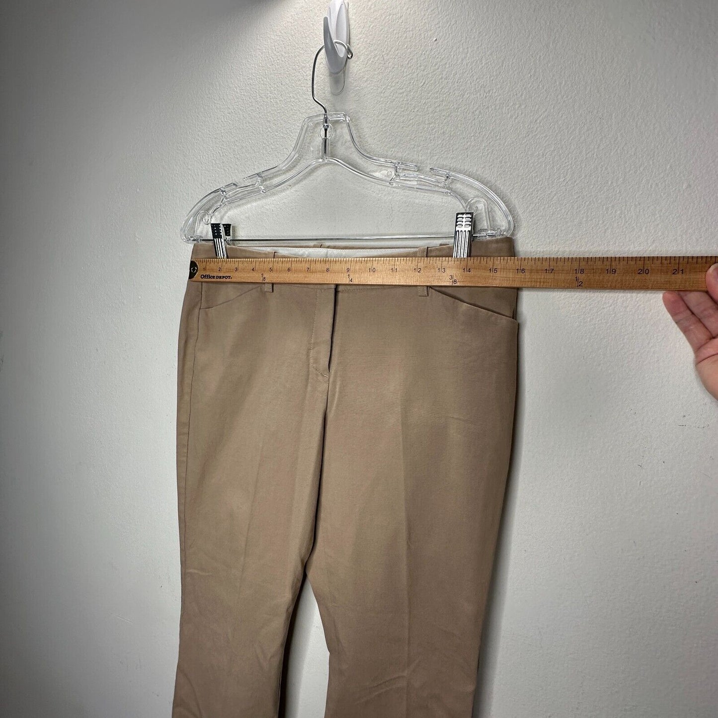 Theory Izelle S Cropped Pants Tan Camel Khaki Ankle Trousers Size 8