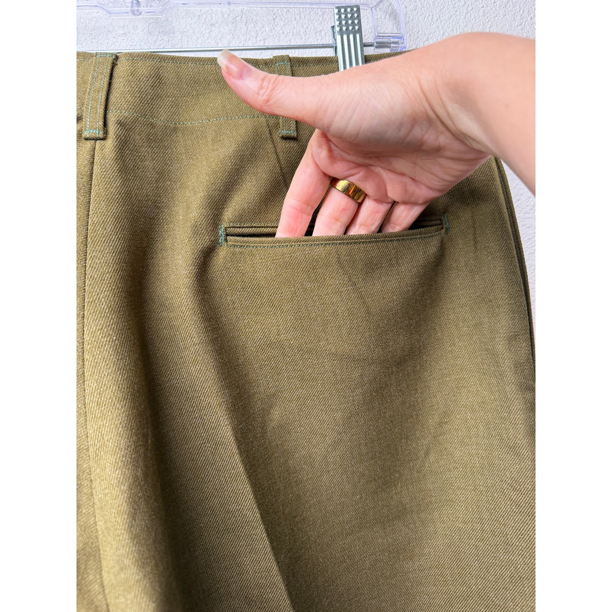 Vintage Olive Military Trousers Men's 38x34 Button Fly
