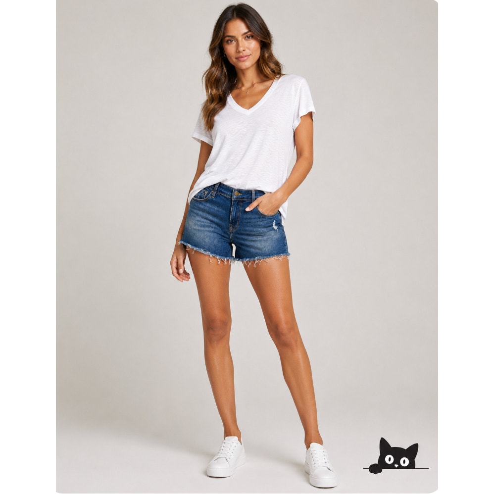 Frame Le Cut Off Azure Jean Shorts Raw Edge Frayed Hem Fading & Whiskering 28