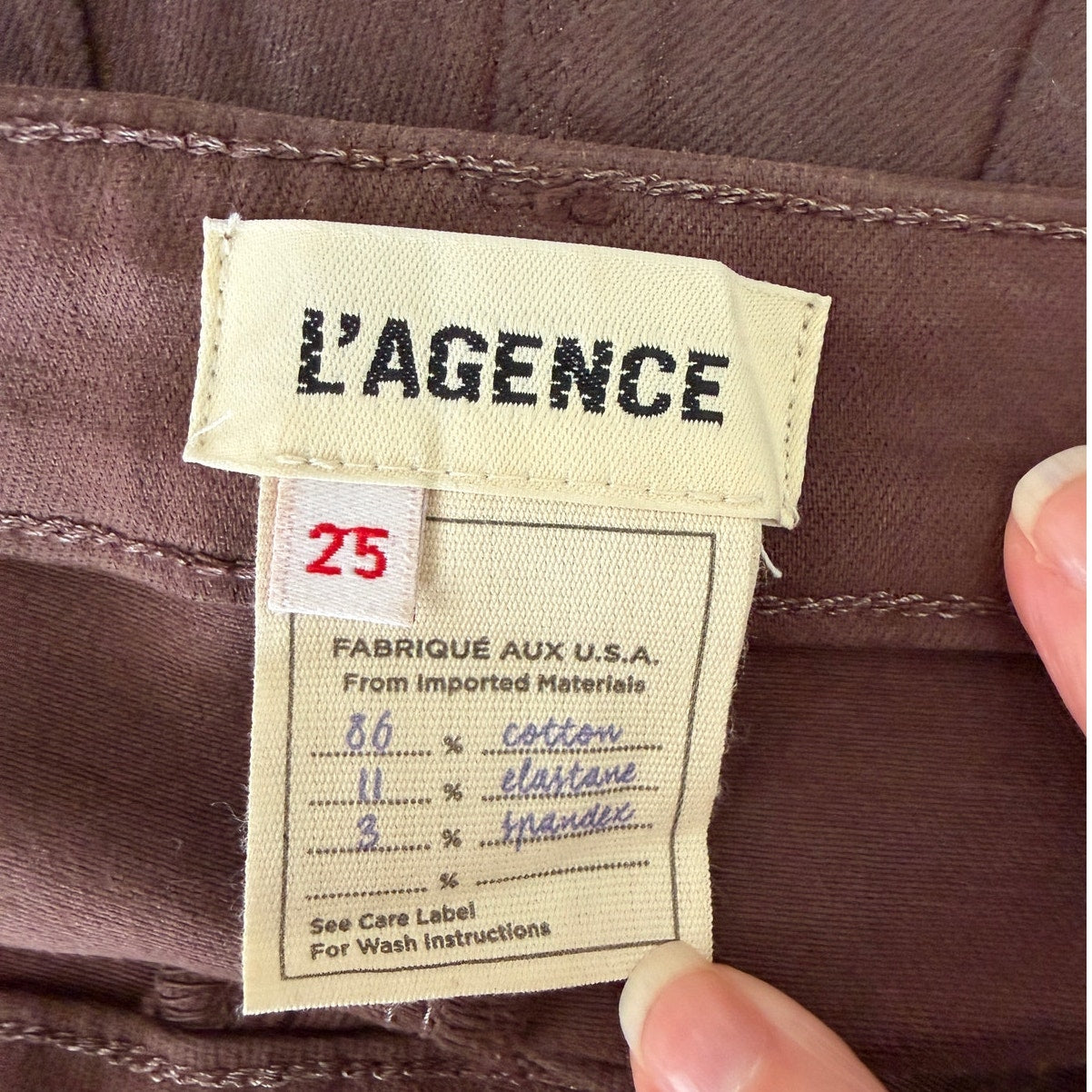 L'Agence Marguerite High Rise Coated Skinny Jeans in Chocolate Size 25