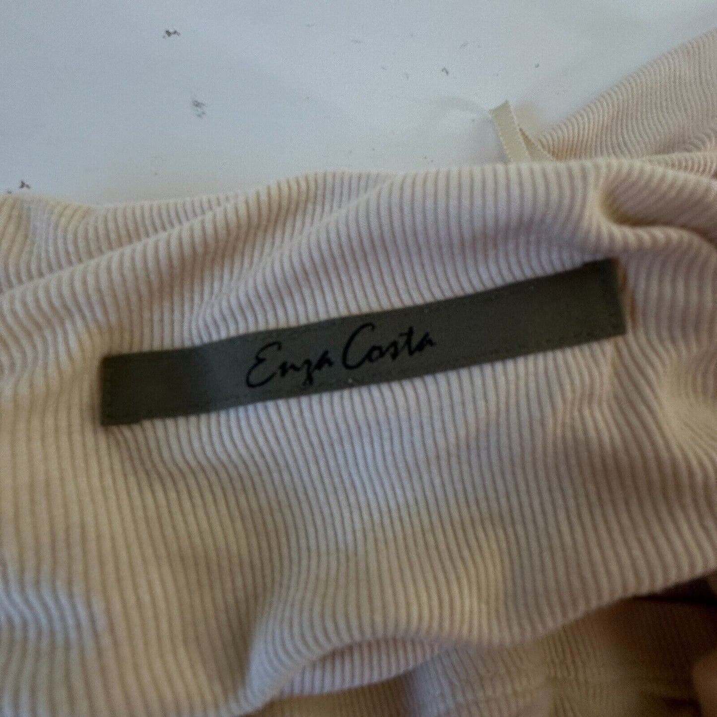 Enza Costa Sexy Cream One Shoulder Spaghetti Strap Ribbed Bodycon Mini Med