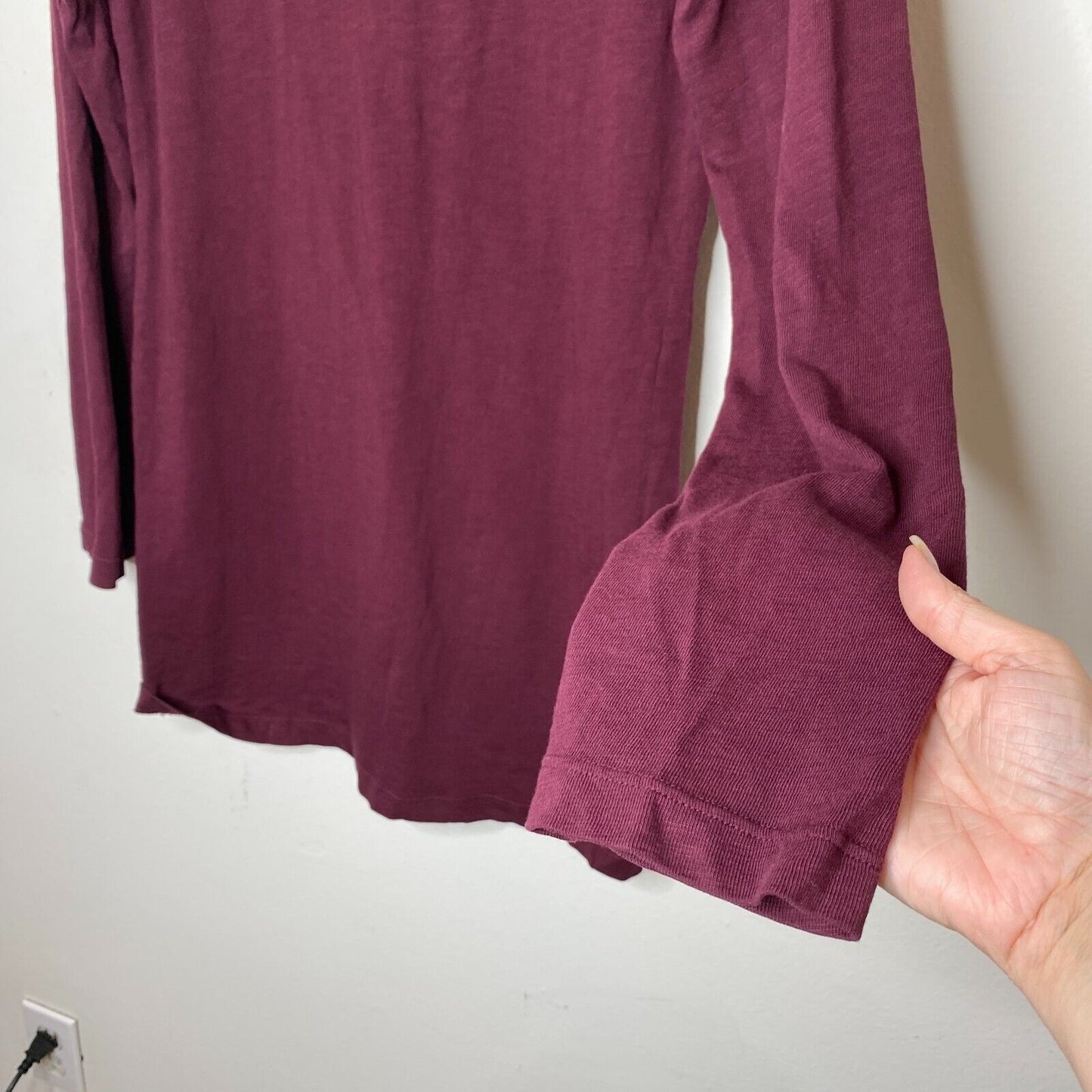 Cotton Citizen Tokyo Eggplant Crew Neck Long Sleeve Cotton Mini Shirt Dress S