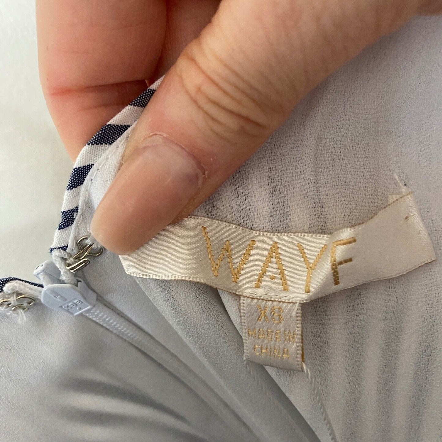 WAYF Massa Front Tie-Knot Pockets Blue White Pin Striped Jumpsuit Romper XS