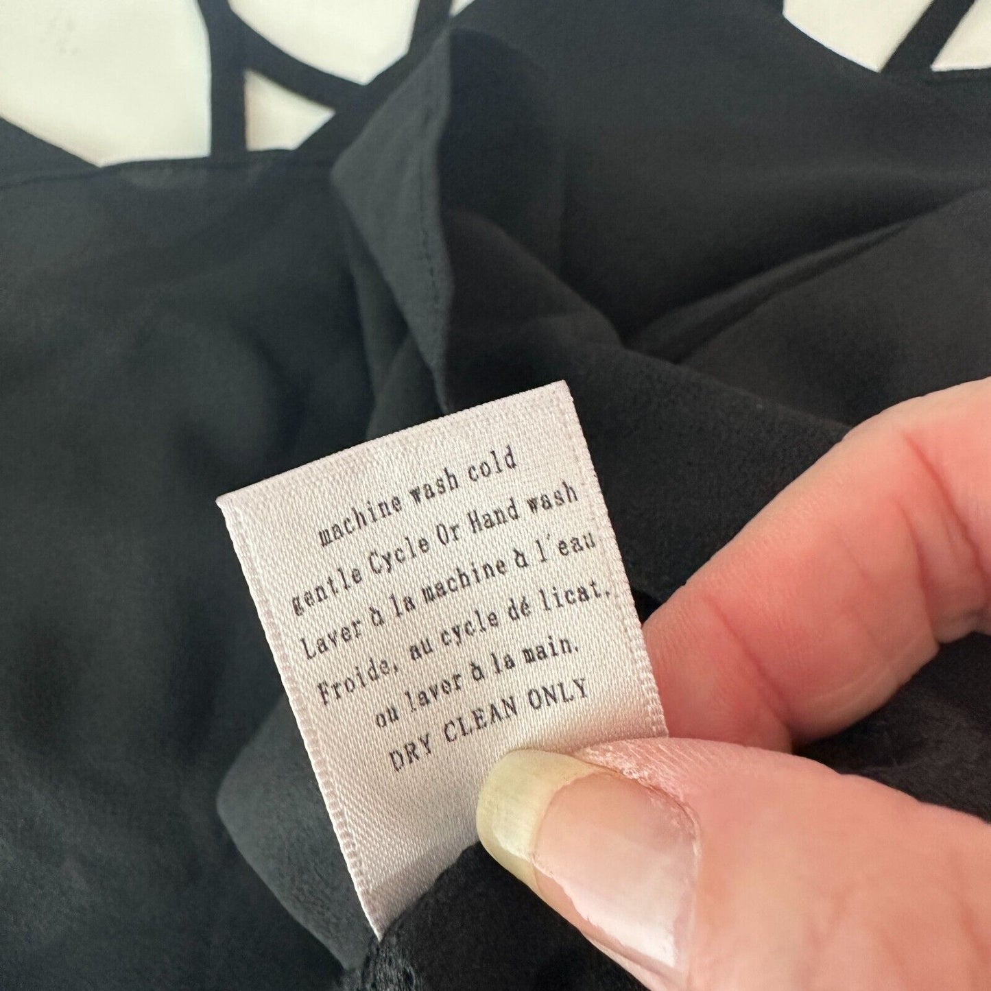 Love Riche Sexy Strappy Jet Black Tiered Flowy Layer Vneck Cami Top Blouse S