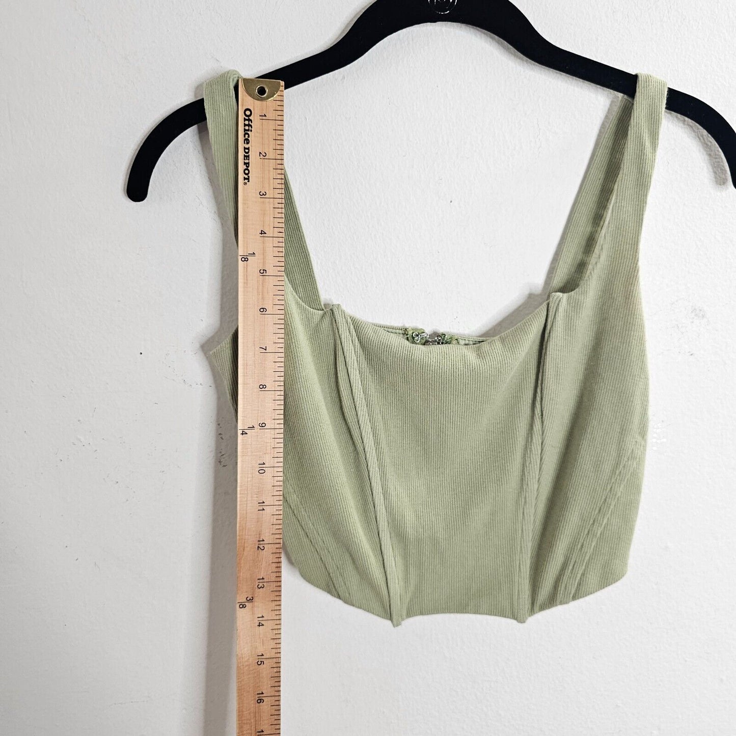 Beige Botany Ultra Soft Structured Mint Green Square Neck Corset Crop Top Small