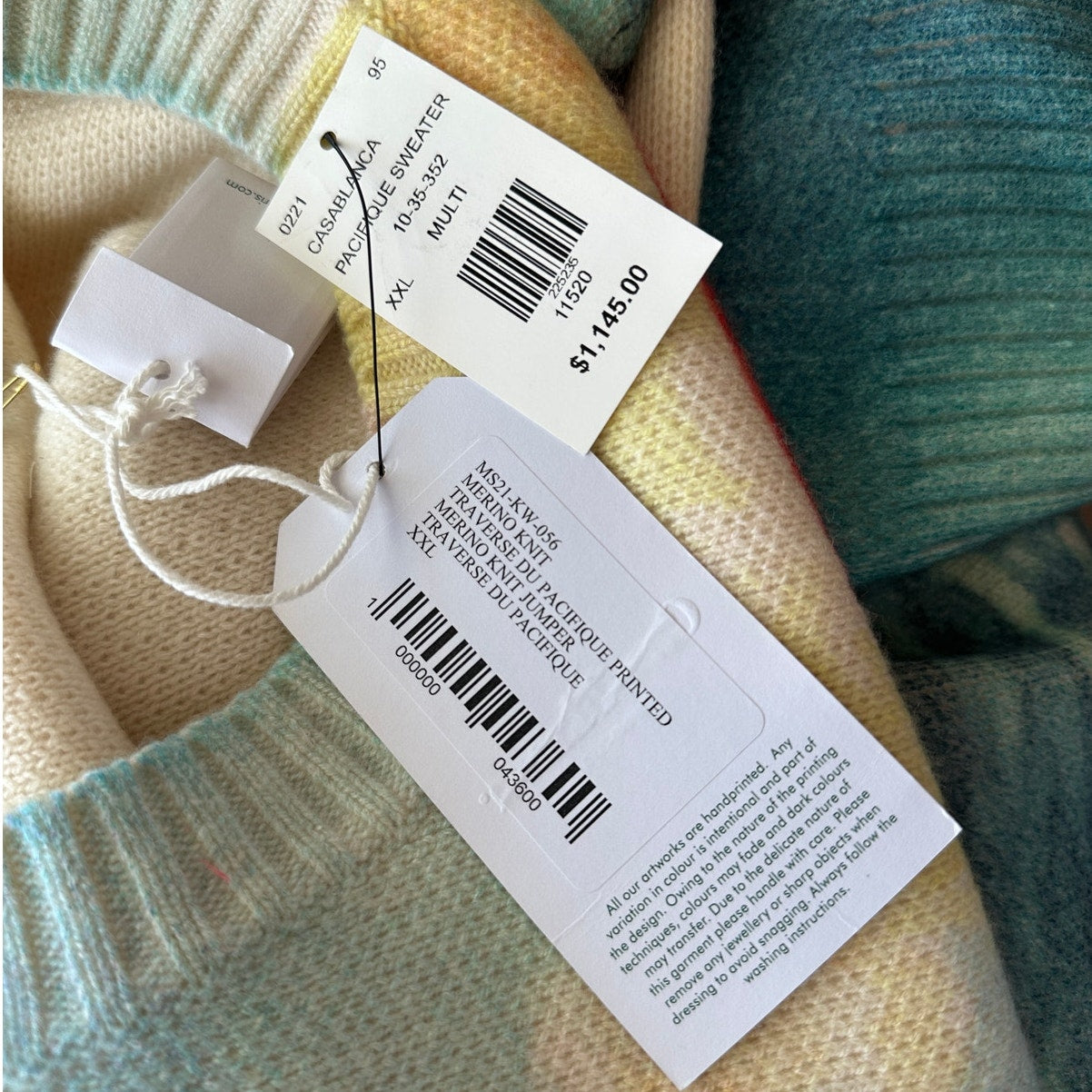 NWT Casablanca Traverse du Pacifique Merino Cashmere Knit Sweater Multicolor XXL