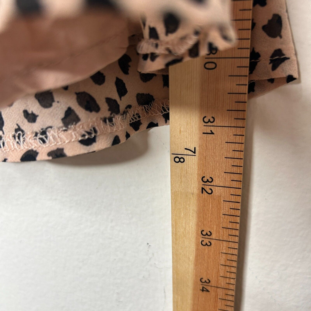 Morning Mist Peach Black Polka Dot Splotch Lined VNeck Short Sleeve Mini Dress S