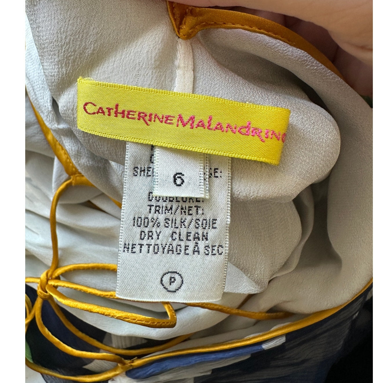 Catherine Malandrino Blue Green Cream Sleeveless Silk Tie Dress 6