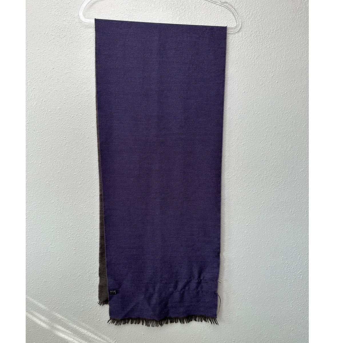 Italian Scarf Purple Brown Polka Dot Wool Silk ~70”
