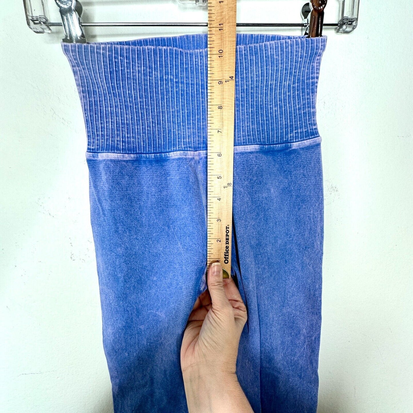 Free People Vintage Denim Blue Good Karma Leggings Wide Rib Waist Soft XS / S