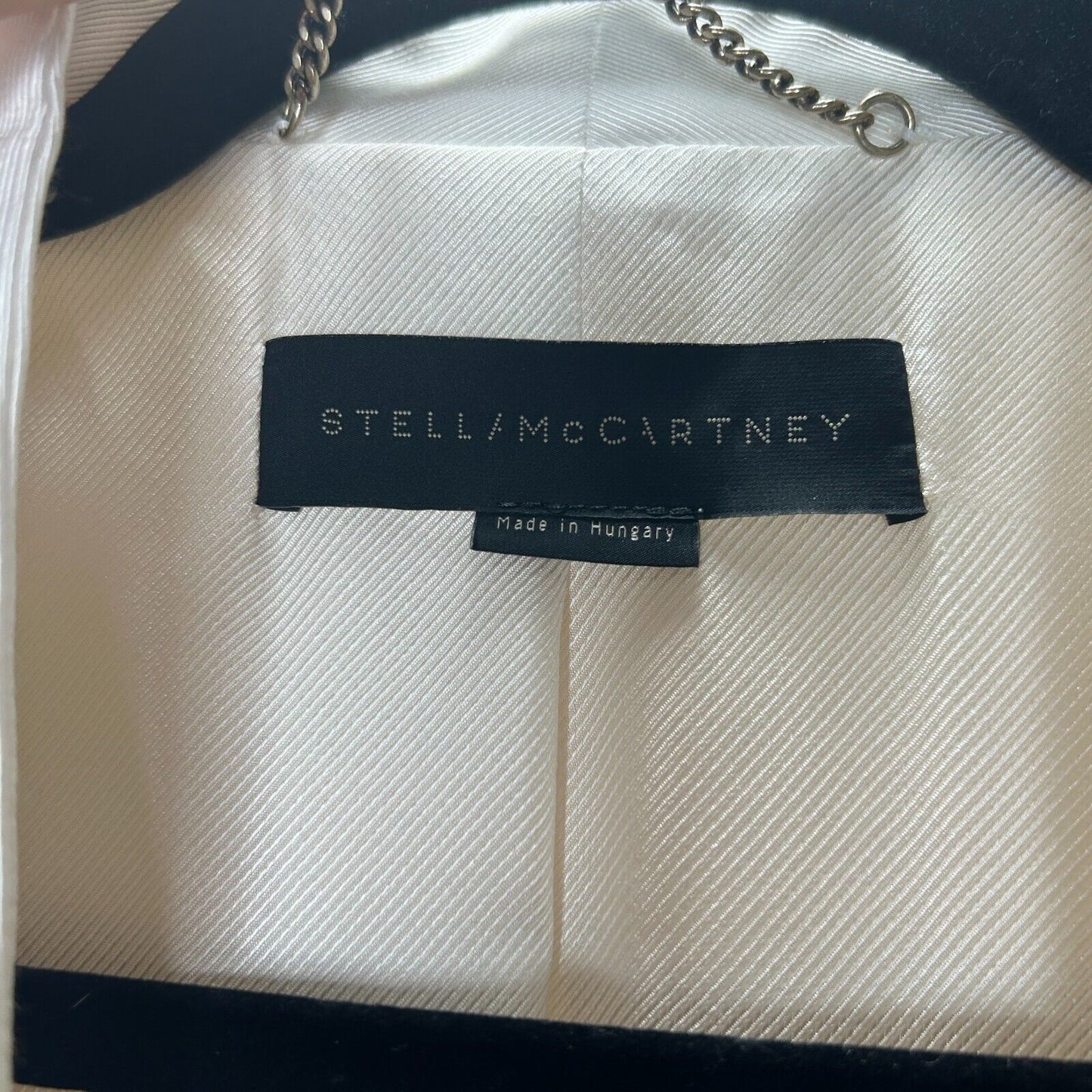 Stella McCartney Cream with White Lapel 1-Button Breast Pocket Blazer 42 / 12