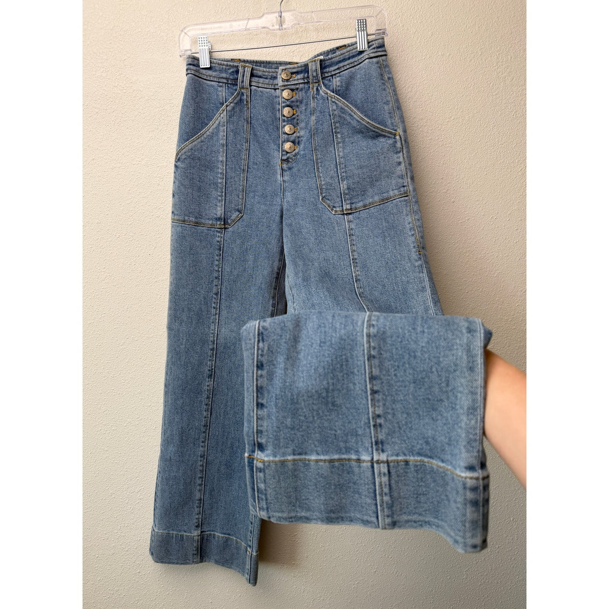 Cinq a Sept Benji Wide Leg Jeans Women US 0 Medium Wash