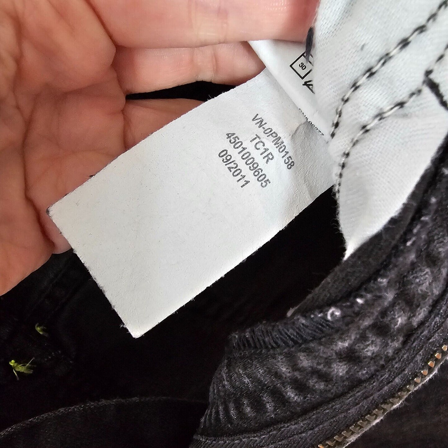 Vans Jesse Jo Black Distressed Raw Hem High Waist Short Lime-Green Side Stitch 9