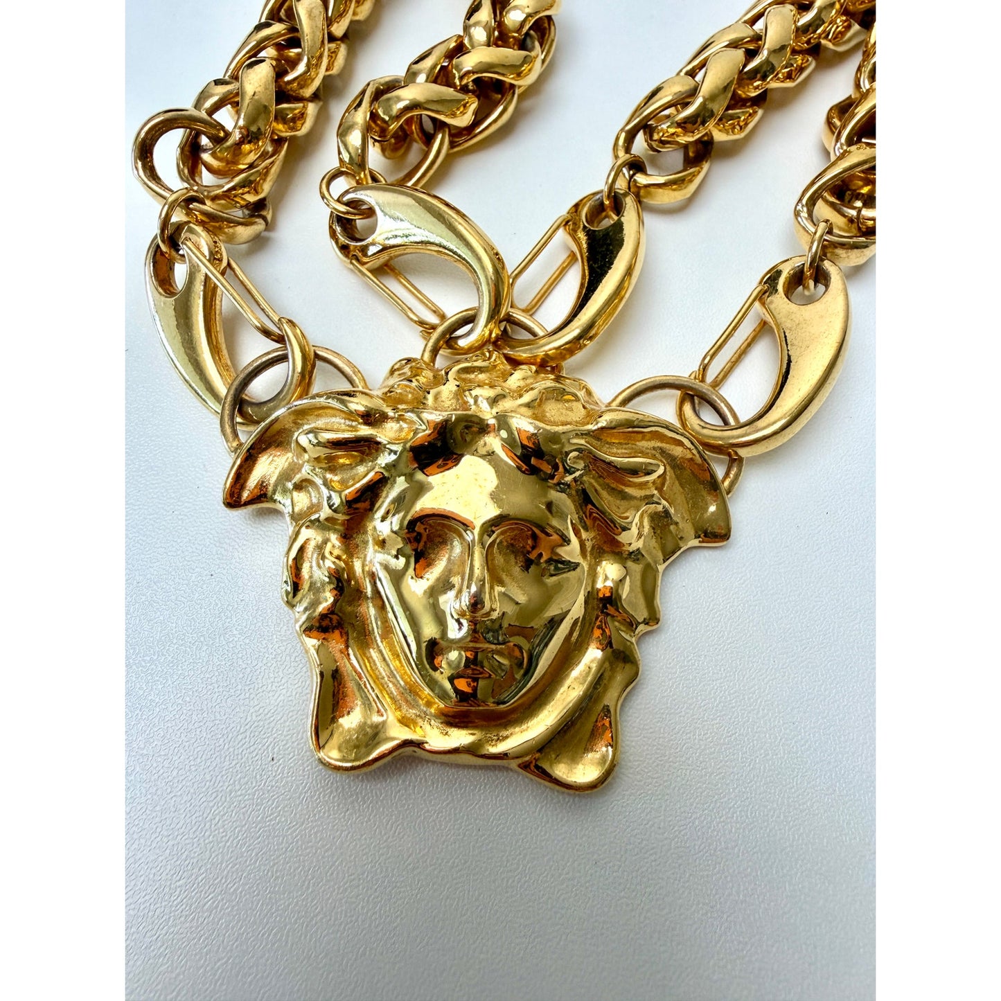 Versace Medusa Gold Double Chain Statement Necklace